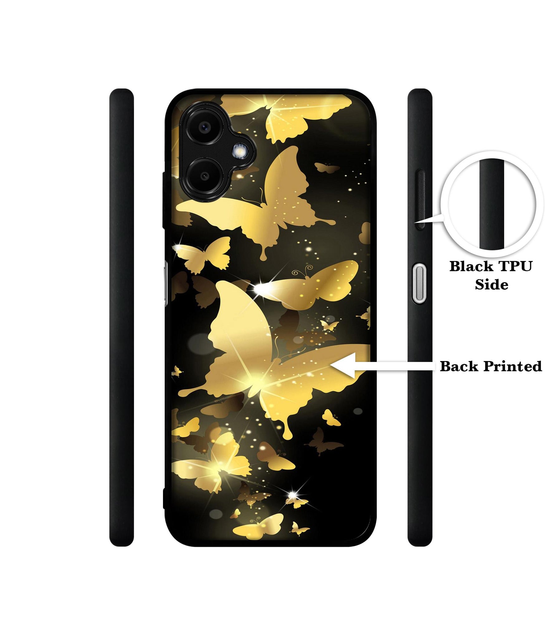 Golden Butterfly Pattern Designer 2D Printed Back Case Cover for Samsung Galaxy F06 5G / M06 5G