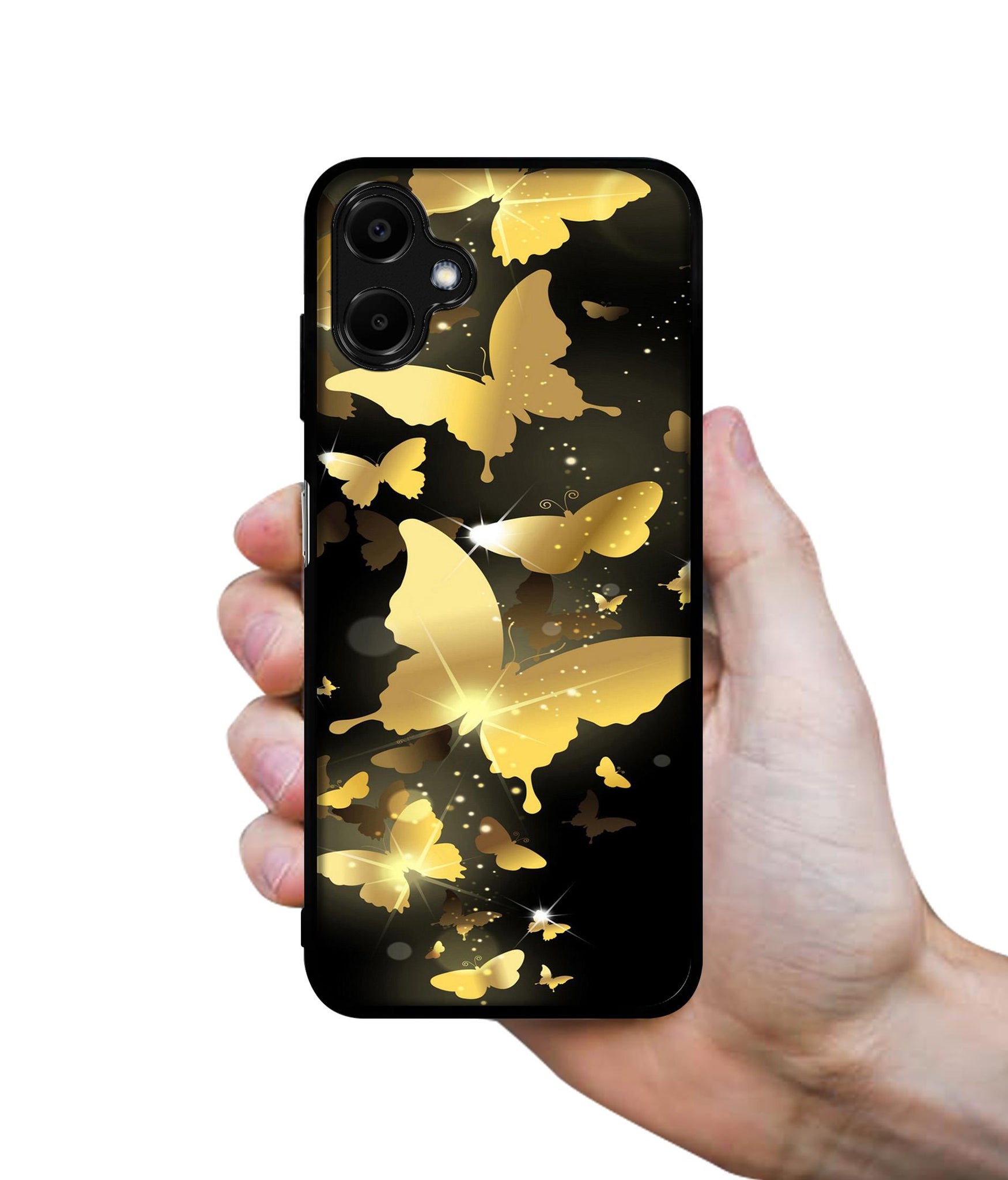 Golden Butterfly Pattern Designer 2D Printed Back Case Cover for Samsung Galaxy F06 5G / M06 5G