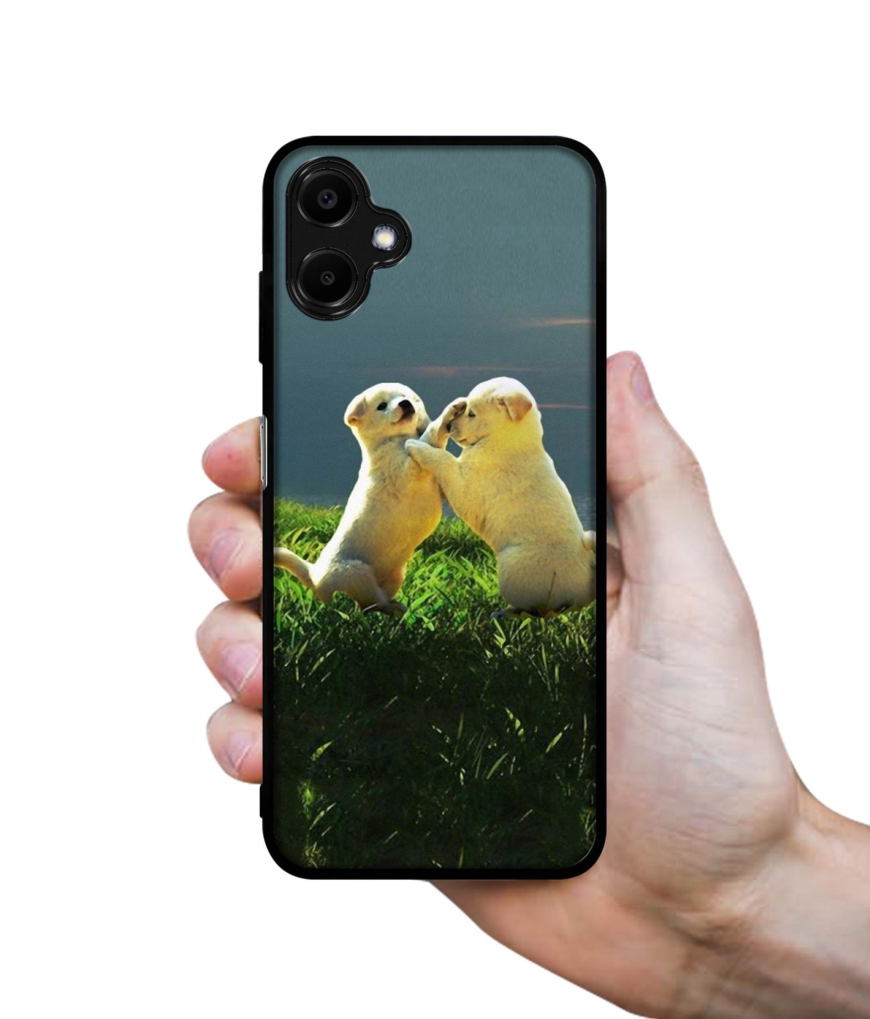 Puppy Couple Sunset Designer 2D Printed Back Case Cover for Samsung Galaxy F06 5G / M06 5G
