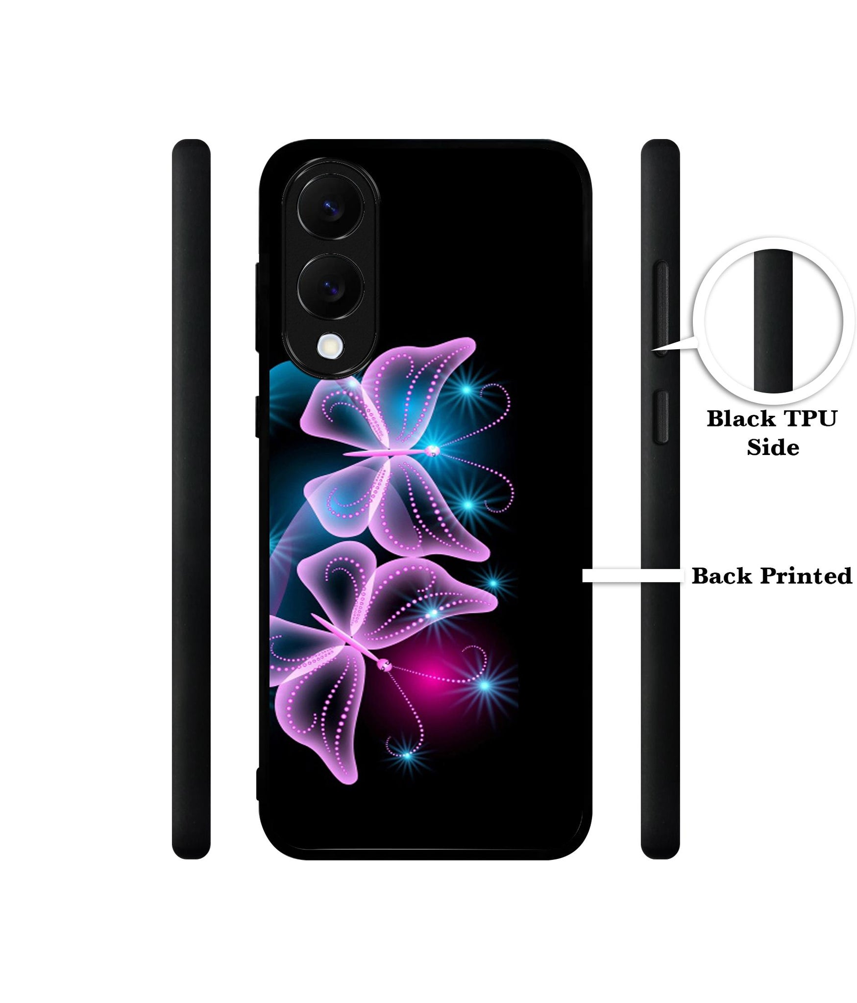 Butterflies Neon Light Designer 2D Printed Back Case Cover for Samsung Galaxy S25 Edge 5G