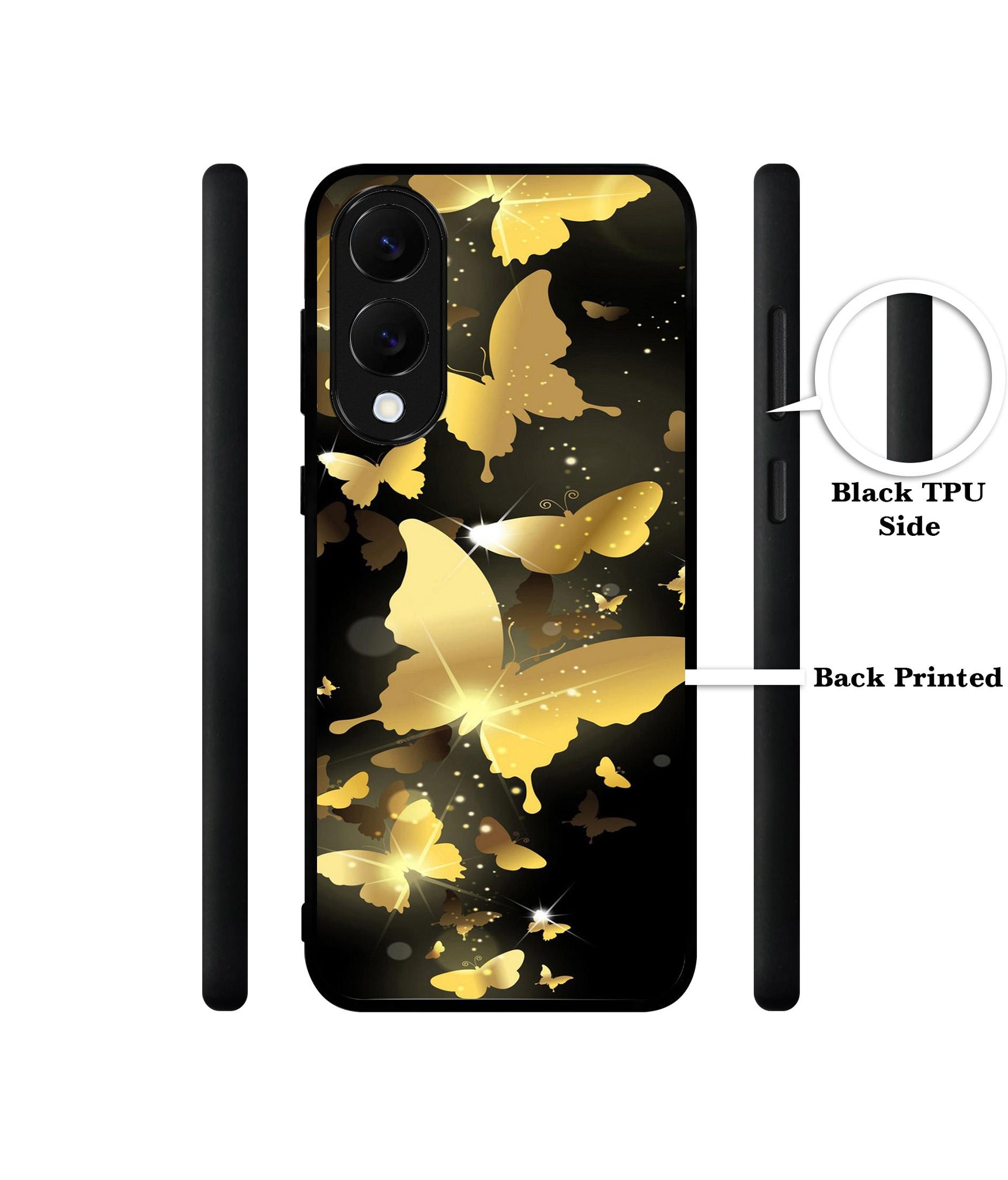Golden Butterfly Pattern Designer 2D Printed Back Case Cover for Samsung Galaxy S25 Edge 5G