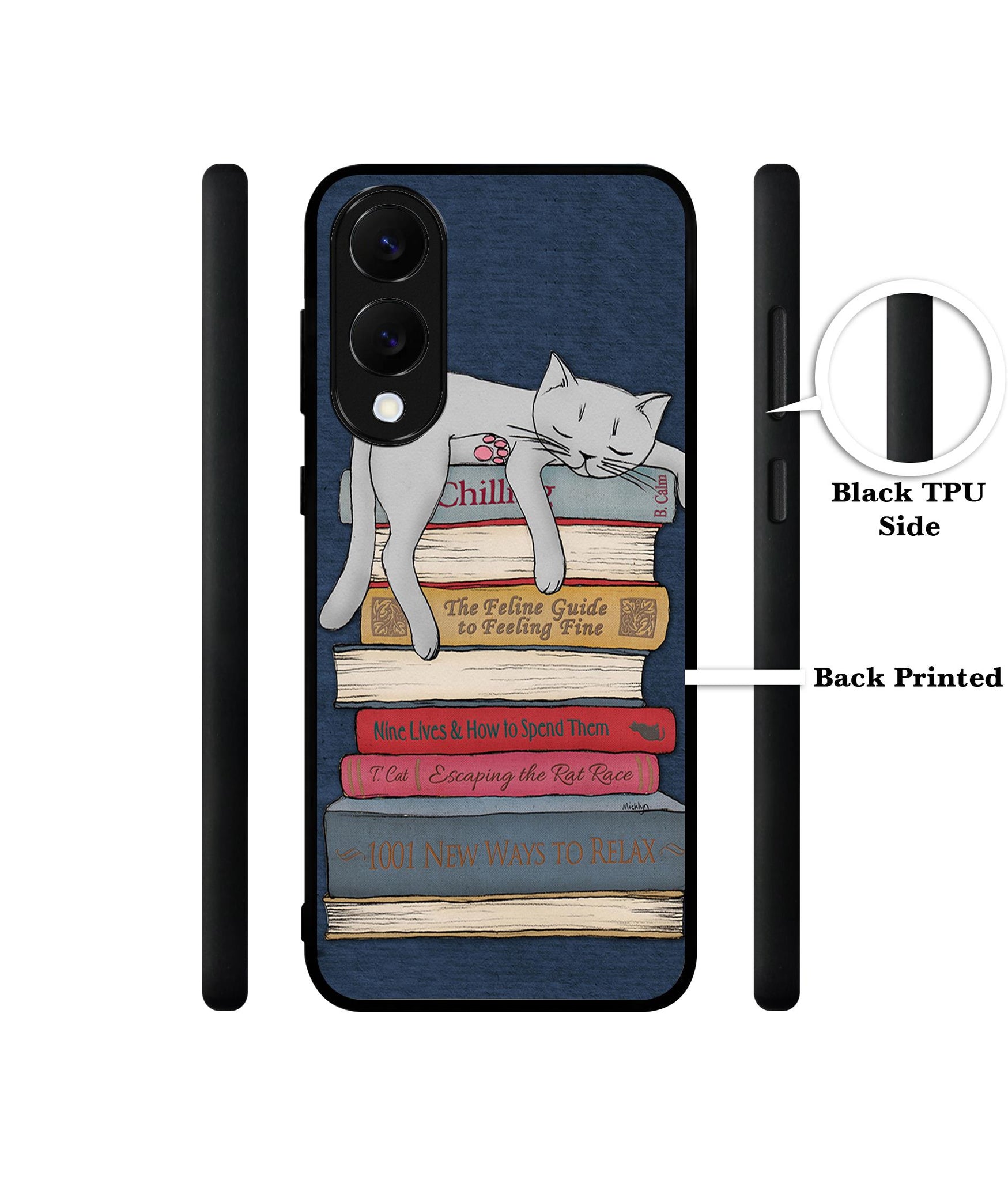 Cat Sleeping On The Books Designer 2D Printed Back Case Cover for Samsung Galaxy S25 Edge 5G