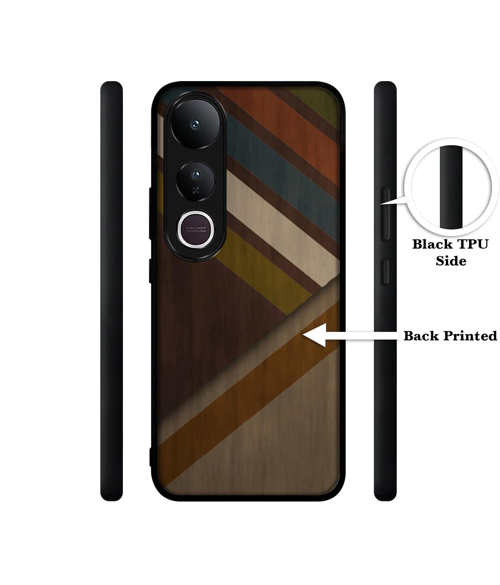 Colorful Wooden Pattern Designer 2D Printed Back Case Cover for Vivo V50 Lite 5G / V50 Lite 4G