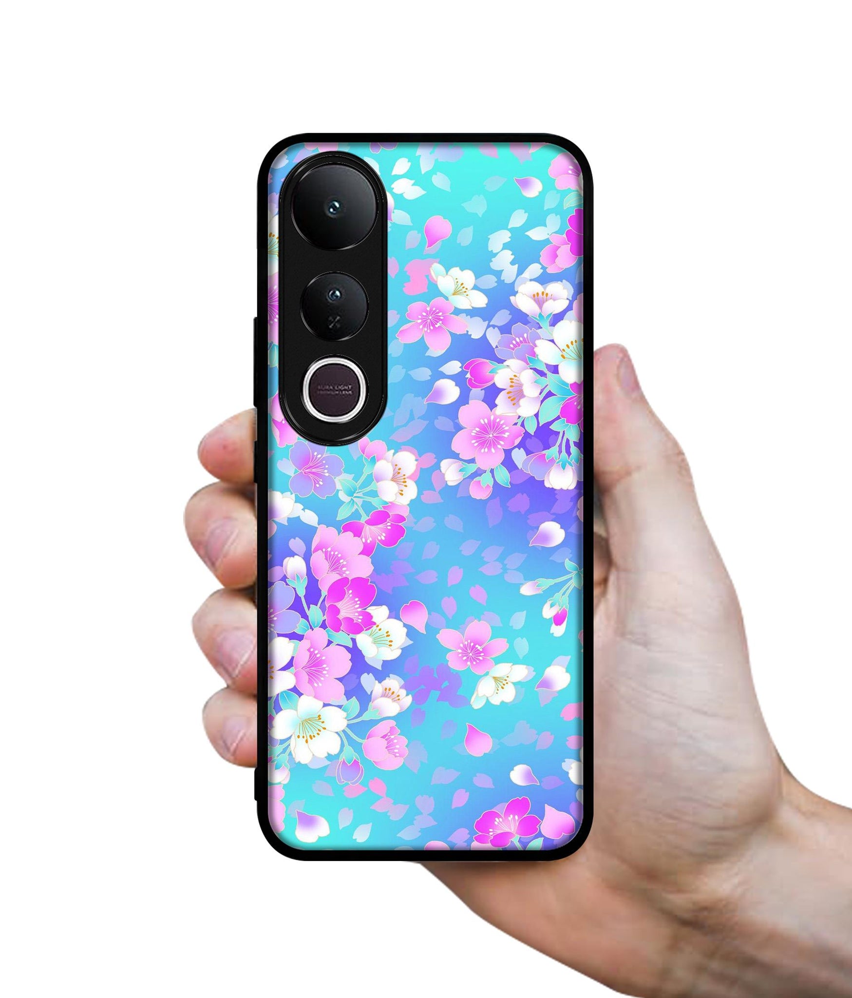 Floral Blue Pattern Designer 2D Printed Back Case Cover for Vivo V50 Lite 5G / V50 Lite 4G