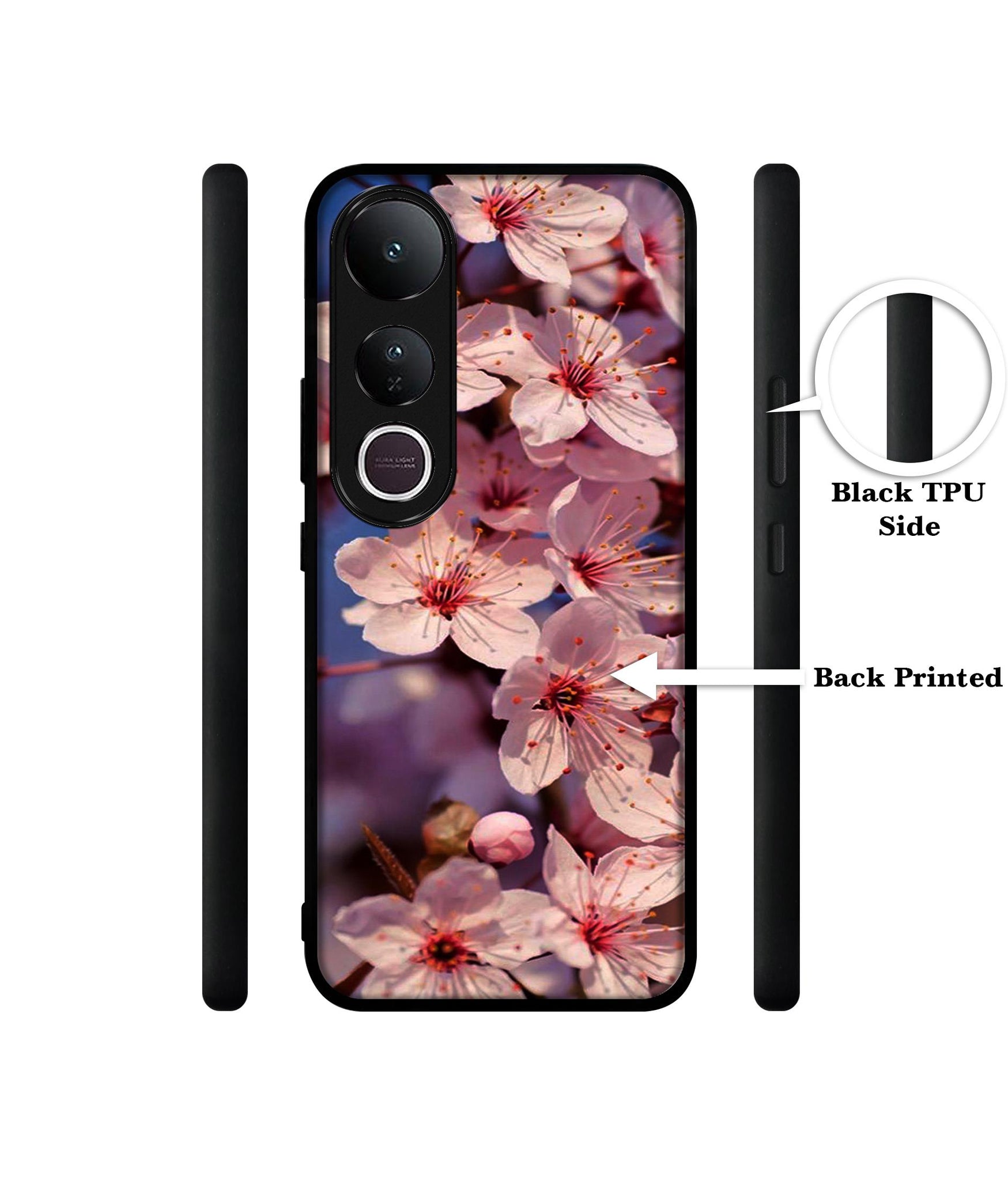 Pink Flowers Pattern Designer 2D Printed Back Case Cover for Vivo V50 Lite 5G / V50 Lite 4G