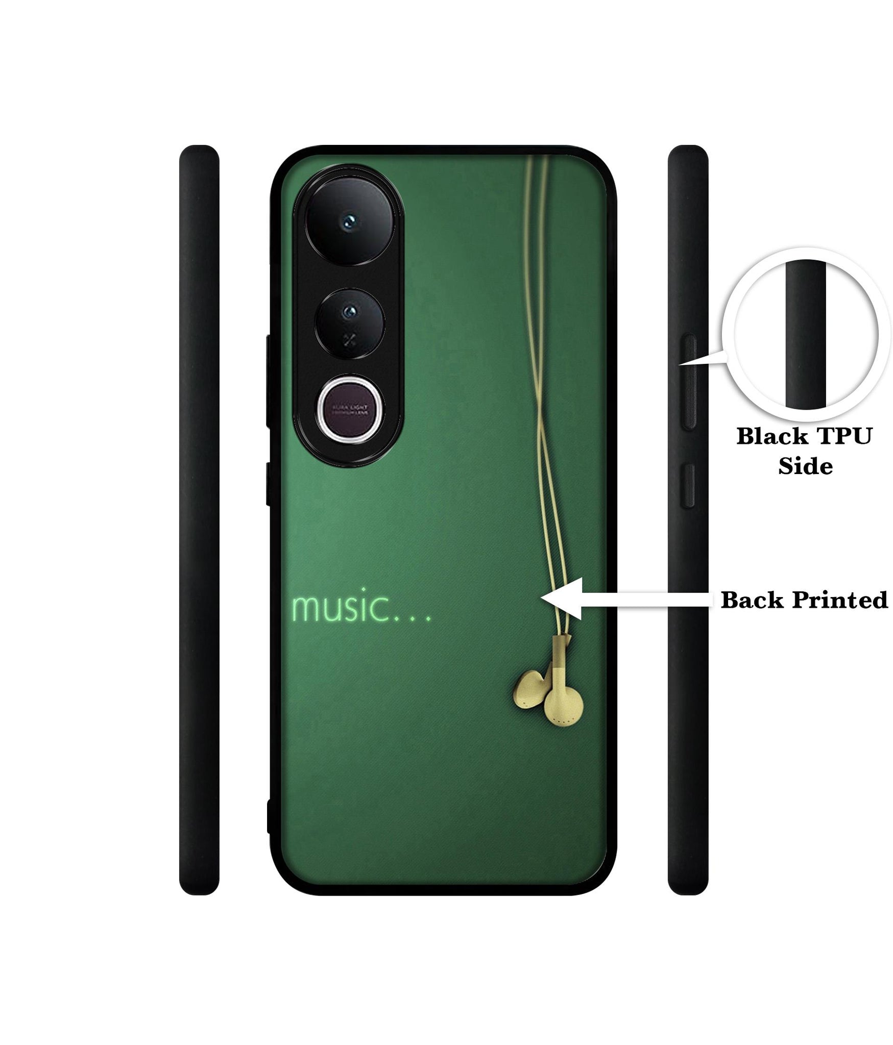 Headphone Music Designer 2D Printed Back Case Cover for Vivo V50 Lite 5G / V50 Lite 4G