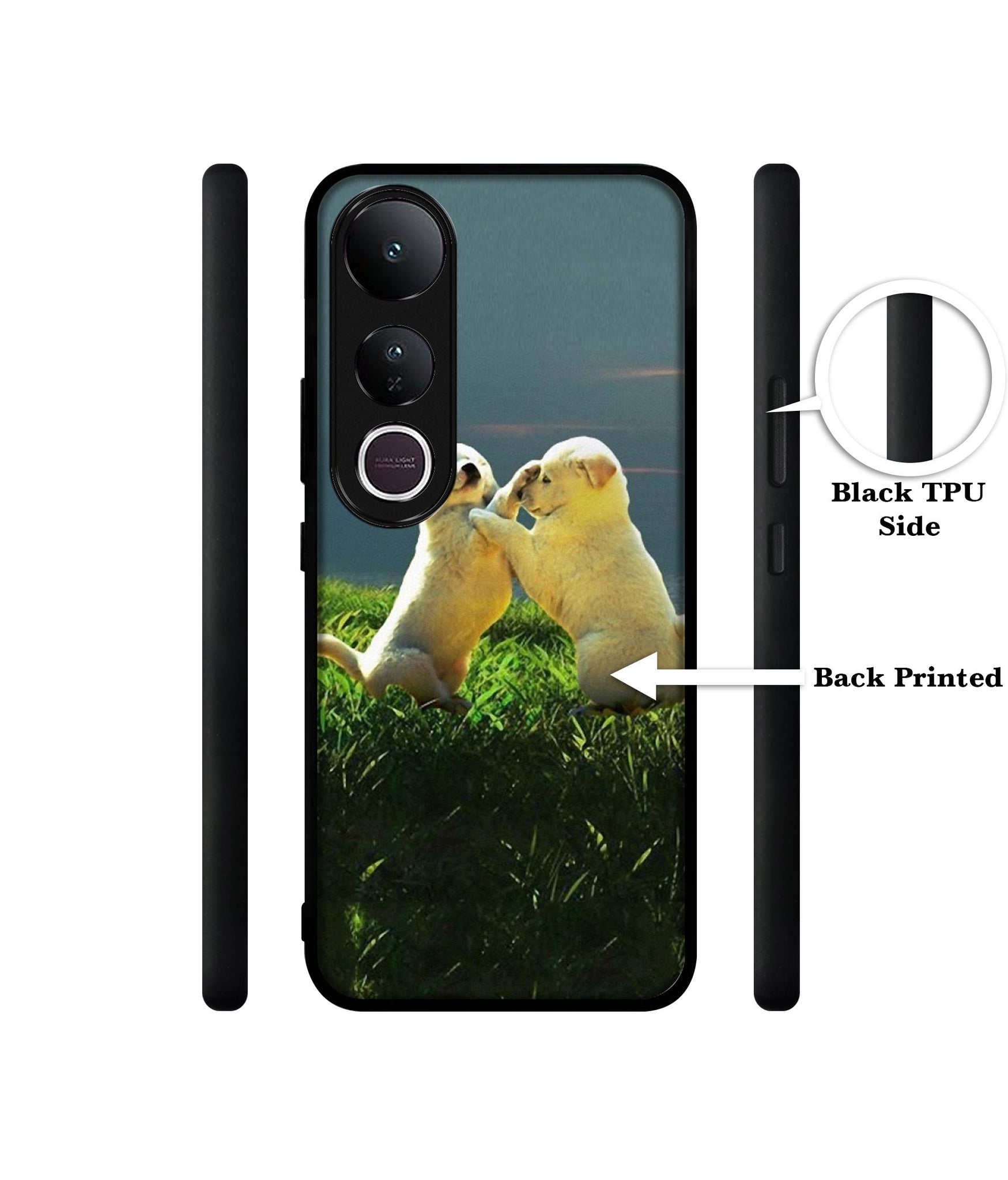 Puppy Couple Sunset Designer 2D Printed Back Case Cover for Vivo V50 Lite 5G / V50 Lite 4G