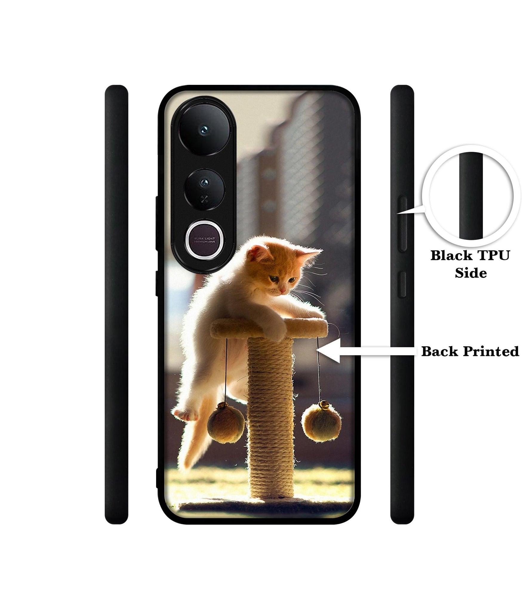 Cat Climbing Designer 2D Printed Back Case Cover for Vivo V50 Lite 5G / V50 Lite 4G