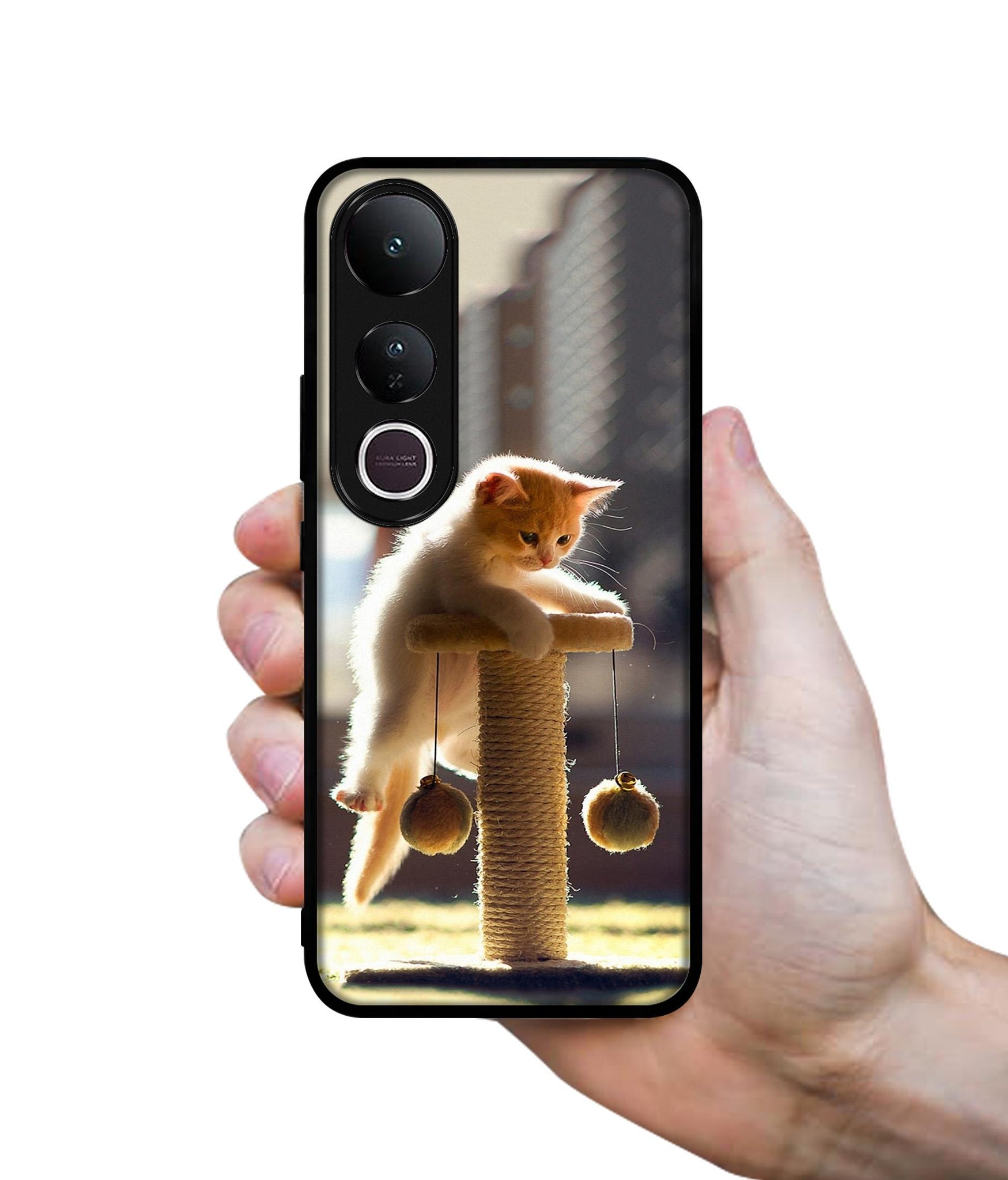 Cat Climbing Designer 2D Printed Back Case Cover for Vivo V50 Lite 5G / V50 Lite 4G