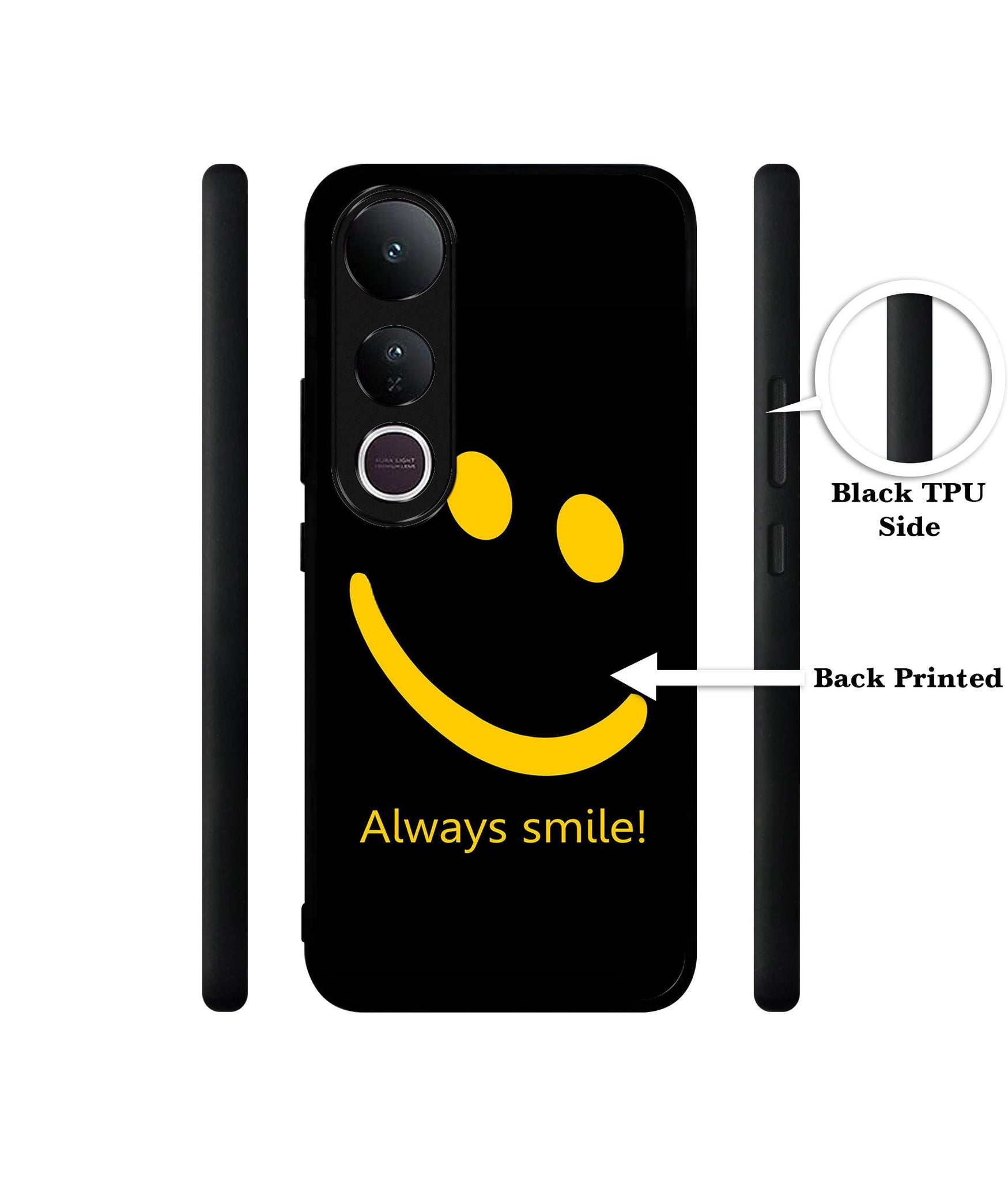 Always Smile Quote Designer 2D Printed Back Case Cover for Vivo V50 Lite 5G / V50 Lite 4G