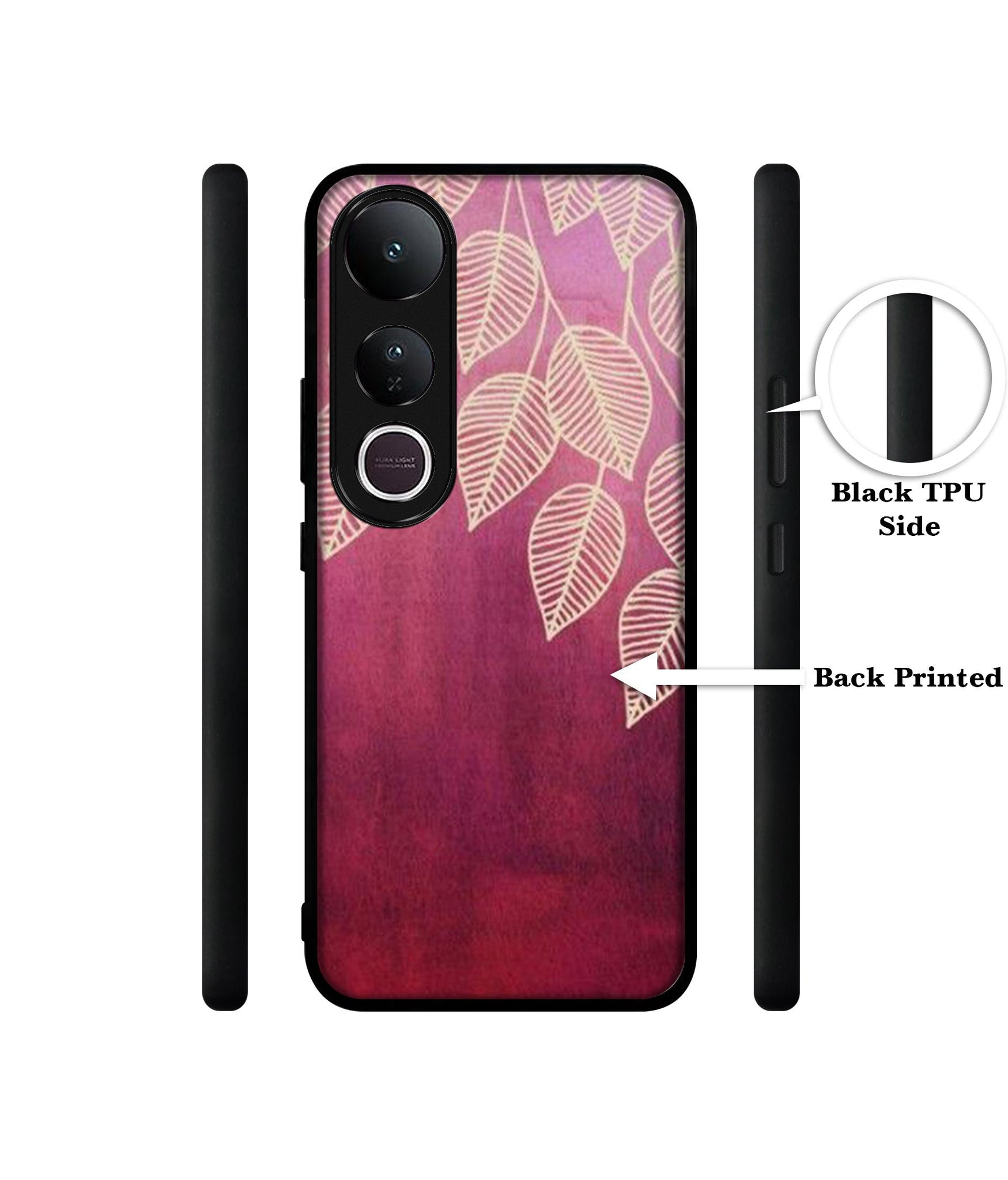 Leaf Pattern Designer 2D Printed Back Case Cover for Vivo V50 Lite 5G / V50 Lite 4G