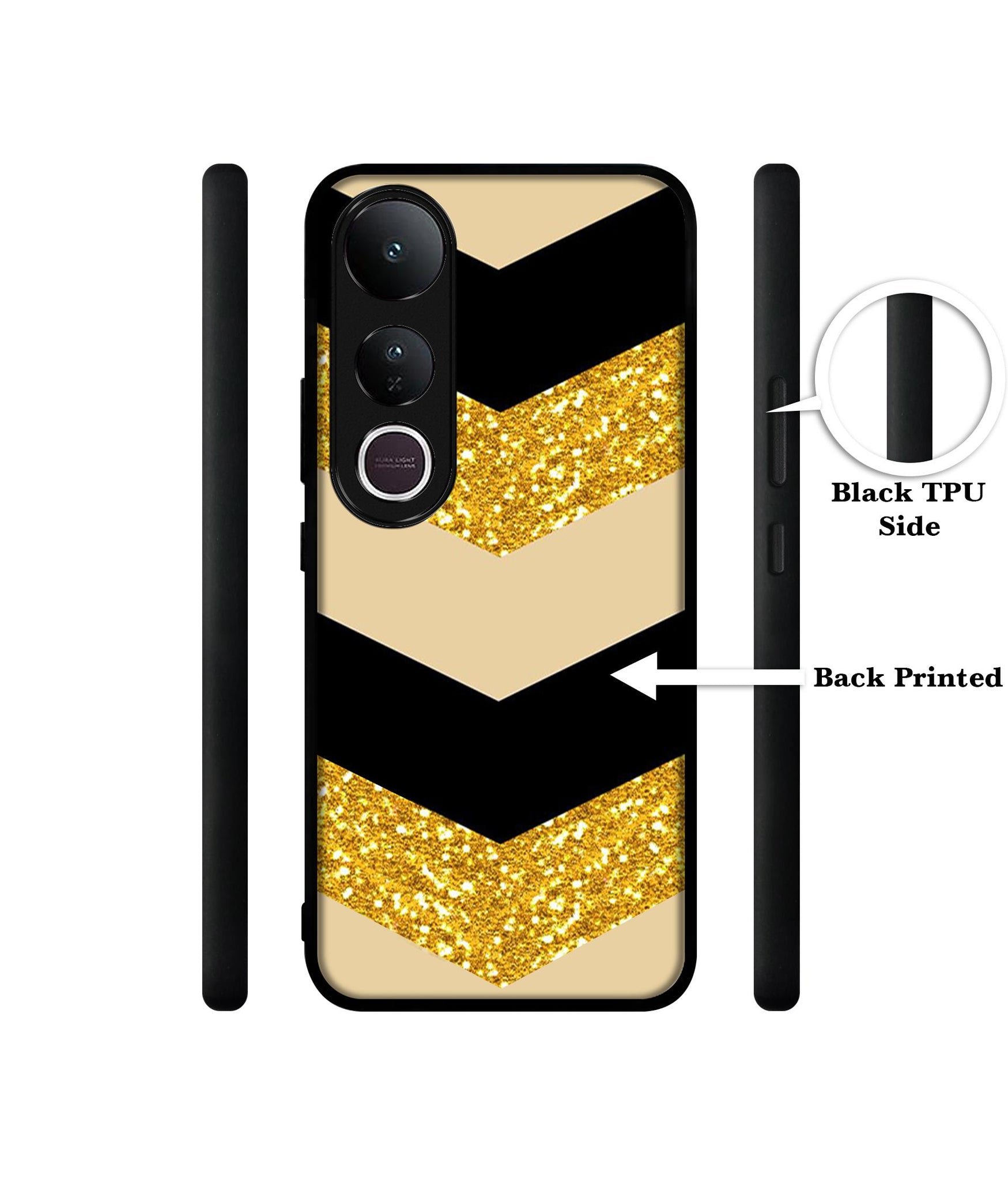 Black & Gold Designer 2D Printed Back Case Cover for Vivo V50 Lite 5G / V50 Lite 4G