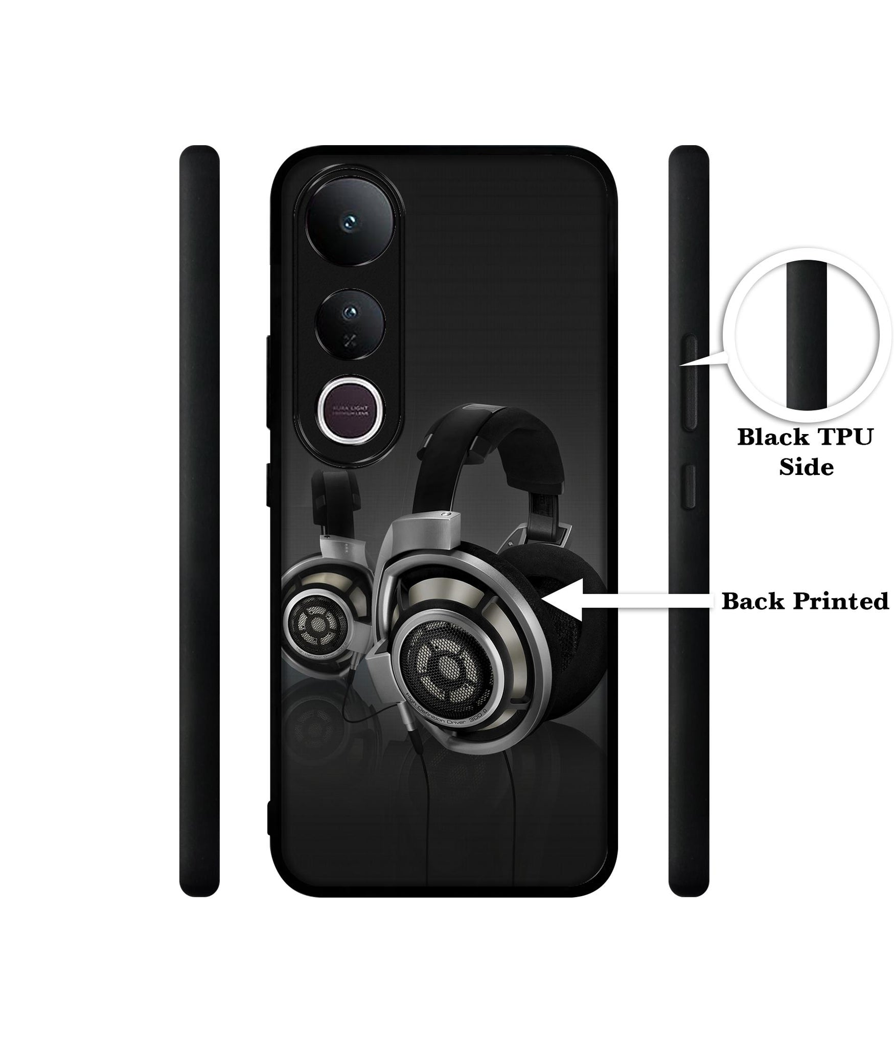 Head Phone Designer 2D Printed Back Case Cover for Vivo V50 Lite 5G / V50 Lite 4G