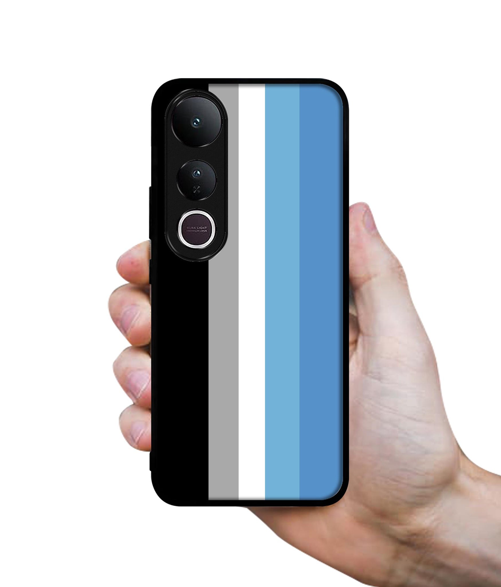 White and Blue Lines Designer 2D Printed Back Case Cover for Vivo V50 Lite 5G / V50 Lite 4G