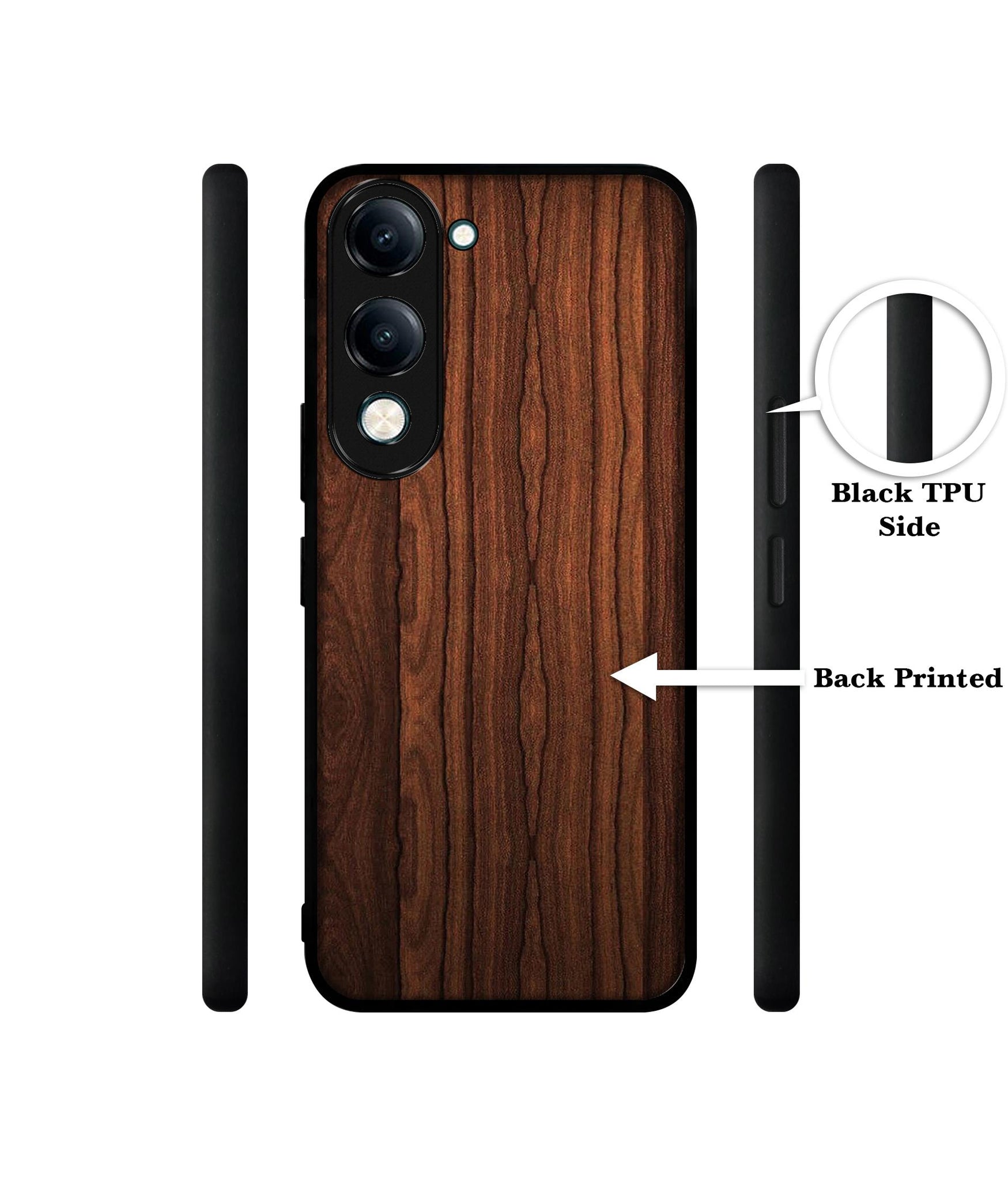 Brown Wooden Texture Designer 2D Printed Back Case Cover for Vivo Y04 4G / Y19e 4G / Y29s 5G