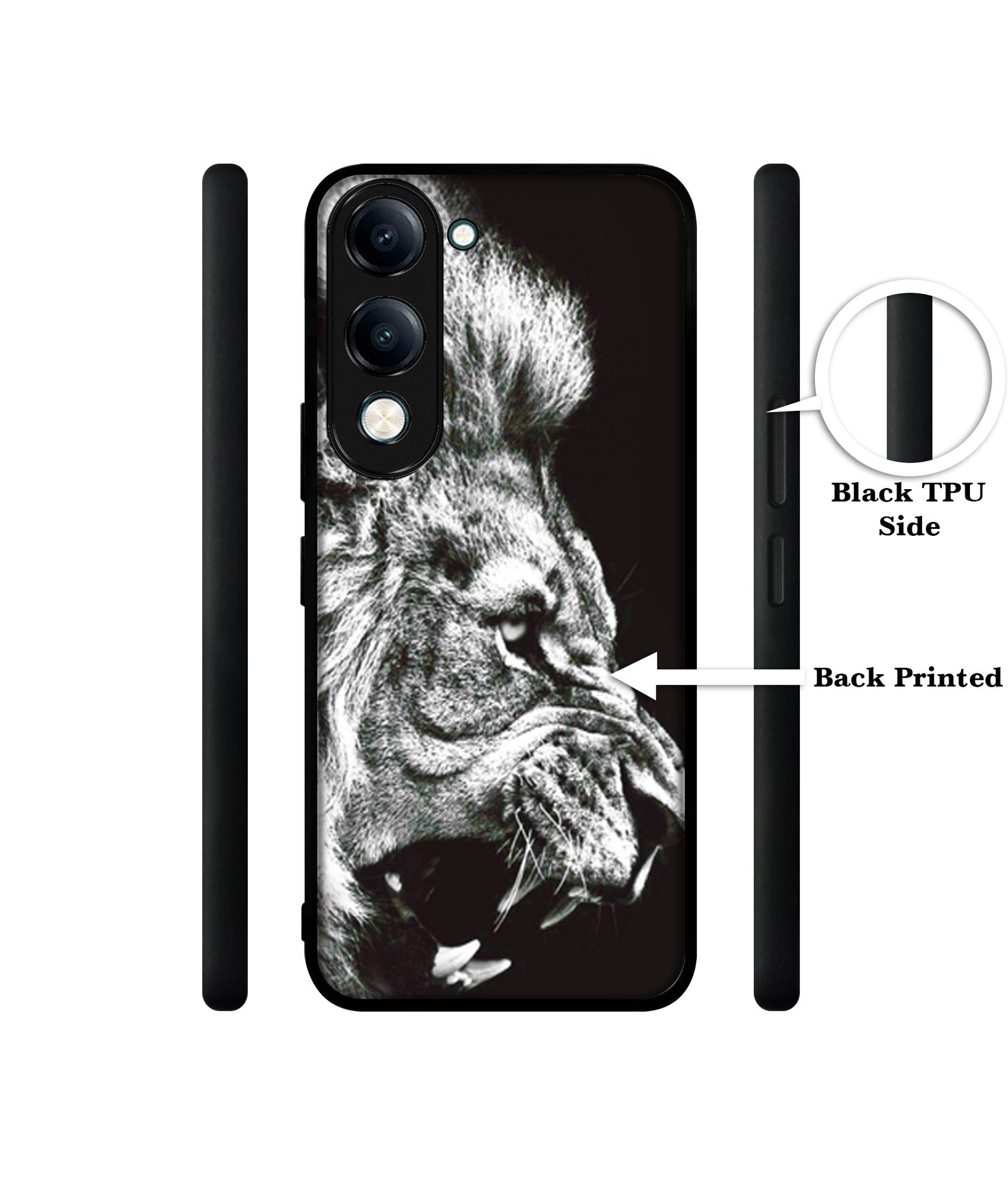 Angry Lion Designer 2D Printed Back Case Cover for Vivo Y04 4G / Y19e 4G / Y29s 5G