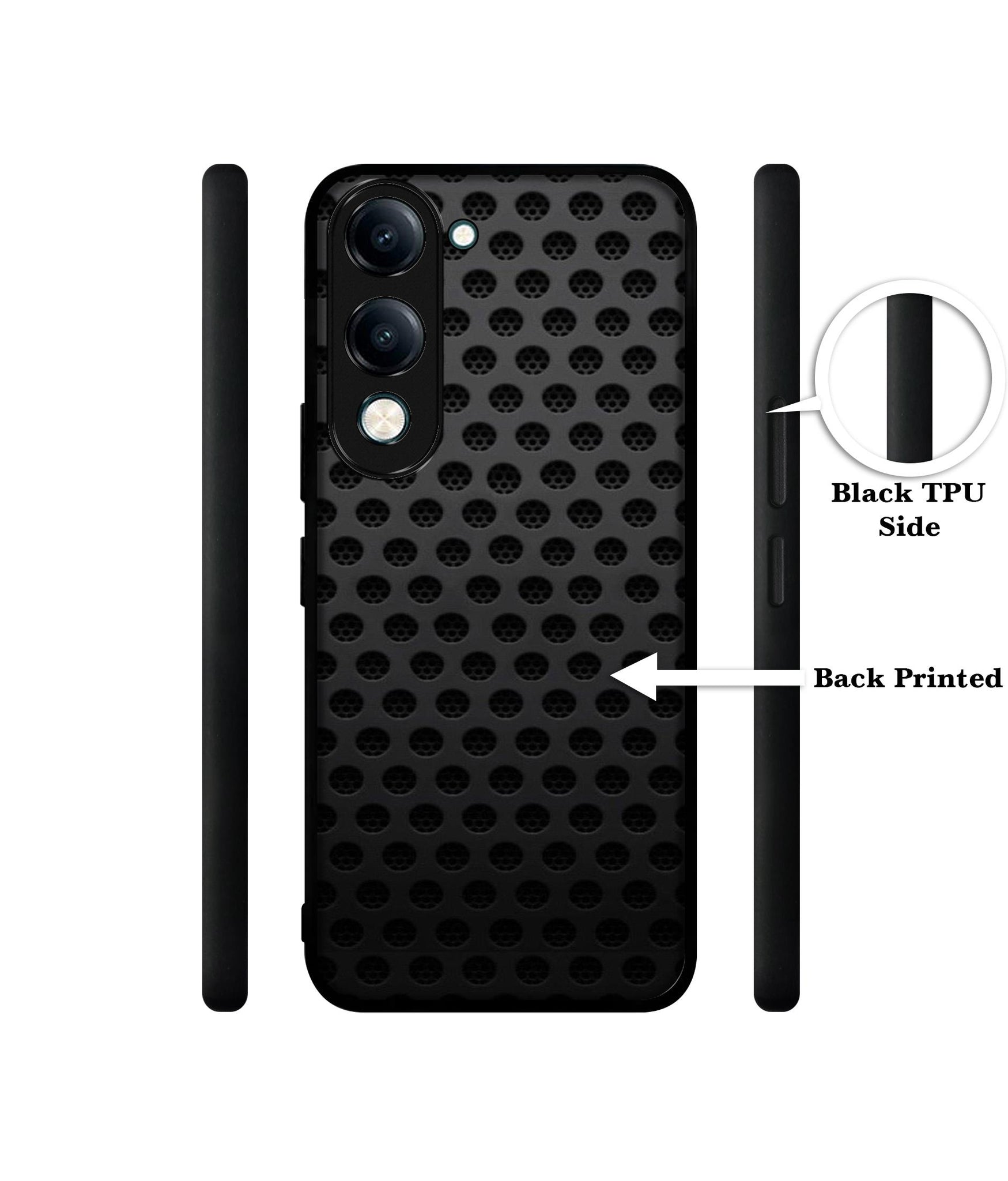 Black Circle Designer 2D Printed Back Case Cover for Vivo Y04 4G / Y19e 4G / Y29s 5G