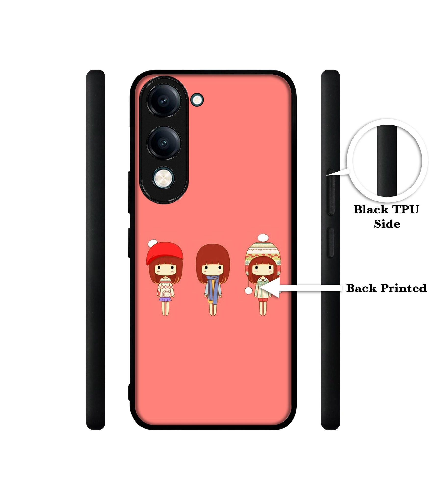 Cute Girls Designer 2D Printed Back Case Cover for Vivo Y04 4G / Y19e 4G / Y29s 5G