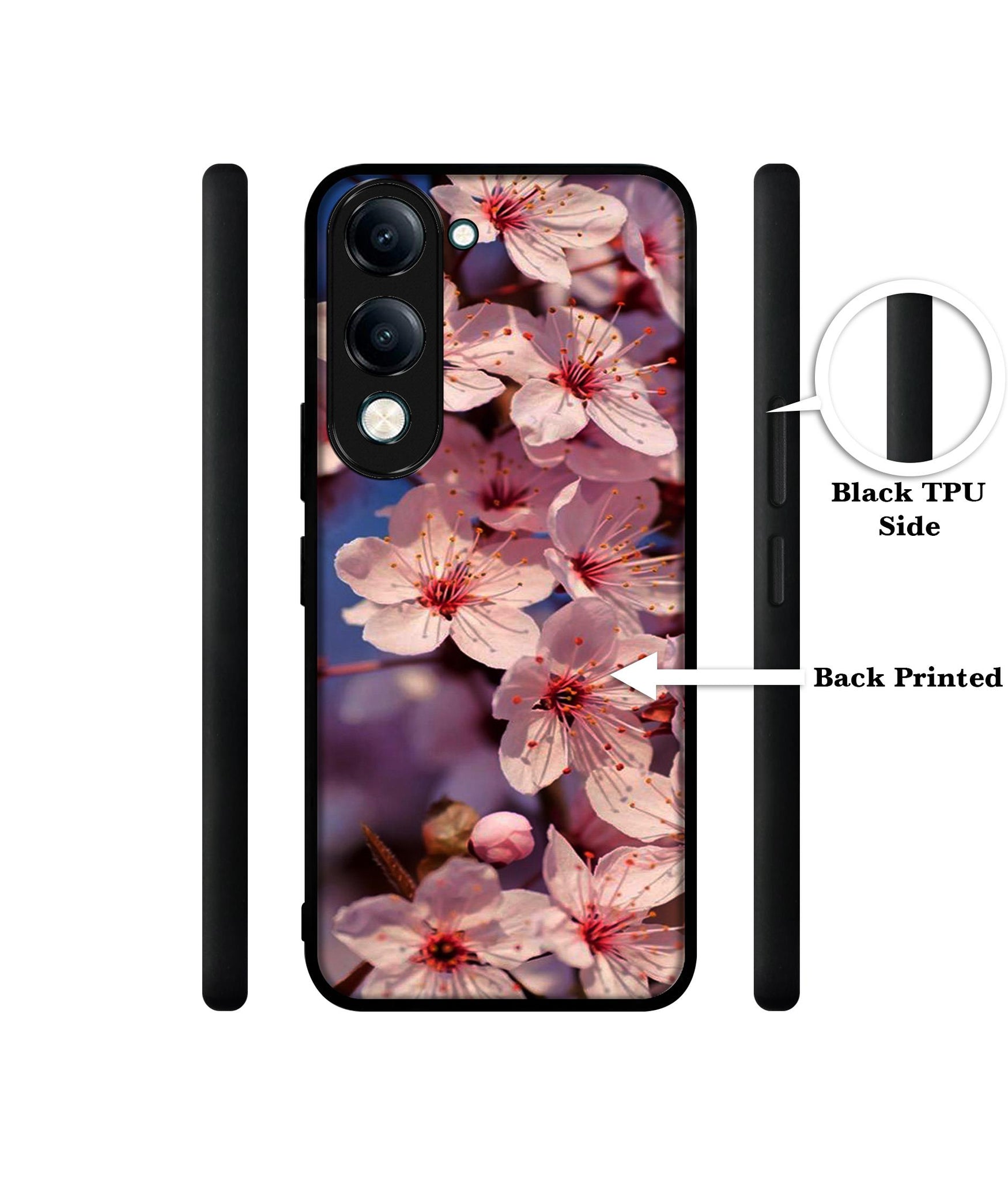 Pink Flowers Pattern Designer 2D Printed Back Case Cover for Vivo Y04 4G / Y19e 4G / Y29s 5G