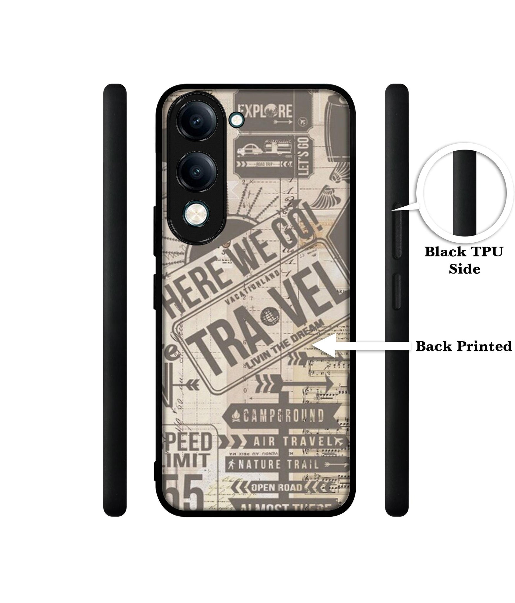 Travel Designer 2D Printed Back Case Cover for Vivo Y04 4G / Y19e 4G / Y29s 5G
