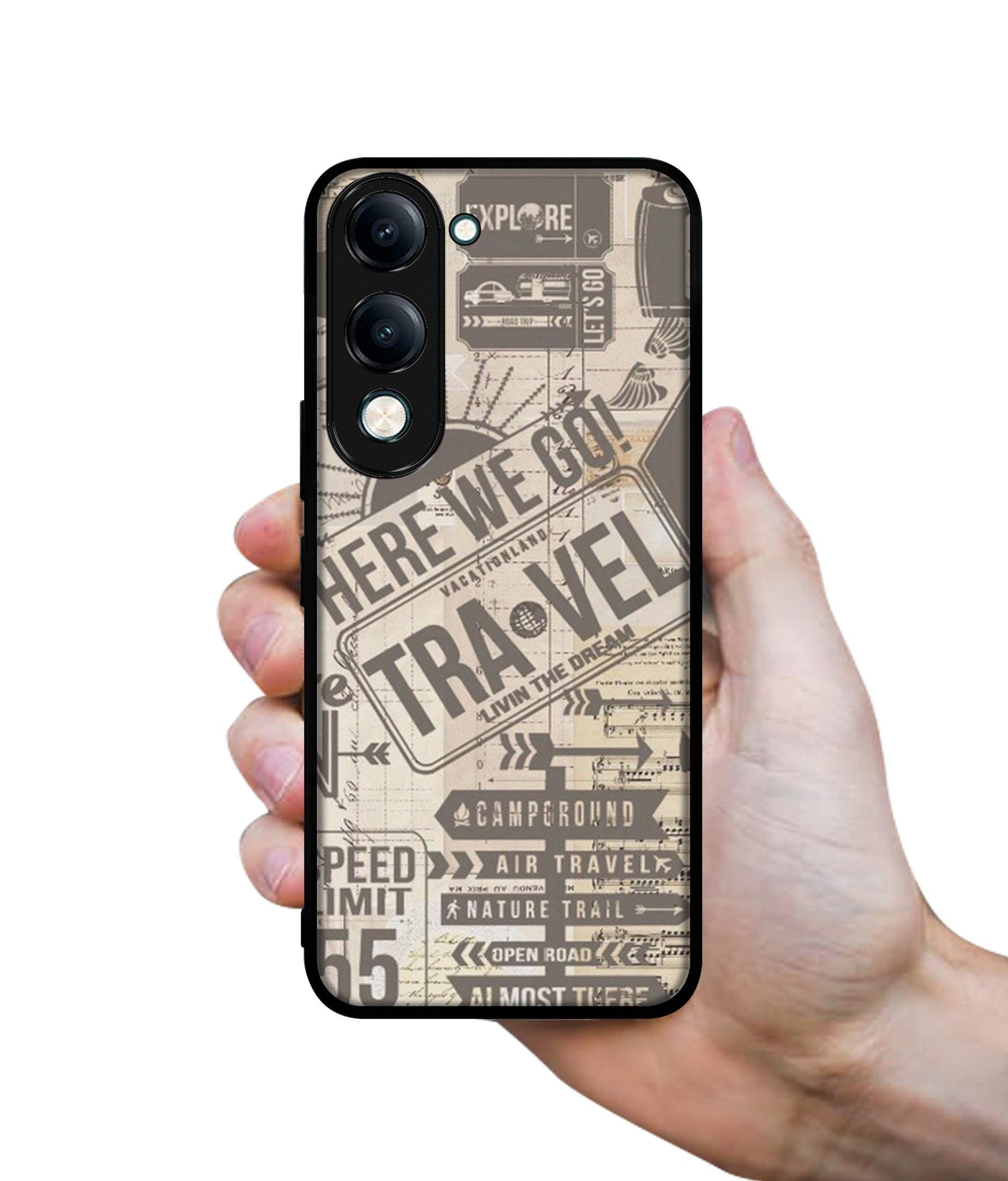 Travel Designer 2D Printed Back Case Cover for Vivo Y04 4G / Y19e 4G / Y29s 5G