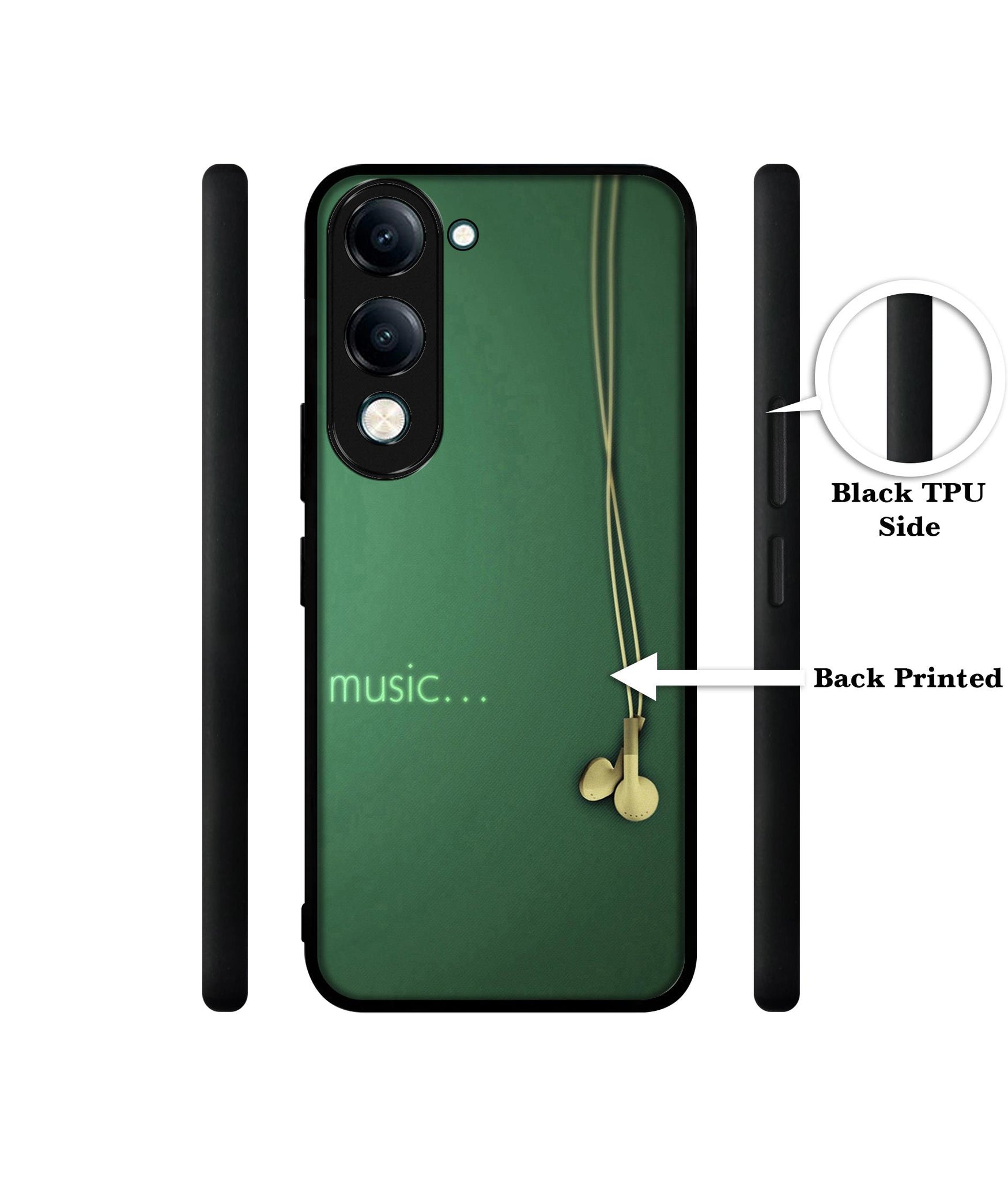 Headphone Music Designer 2D Printed Back Case Cover for Vivo Y04 4G / Y19e 4G / Y29s 5G