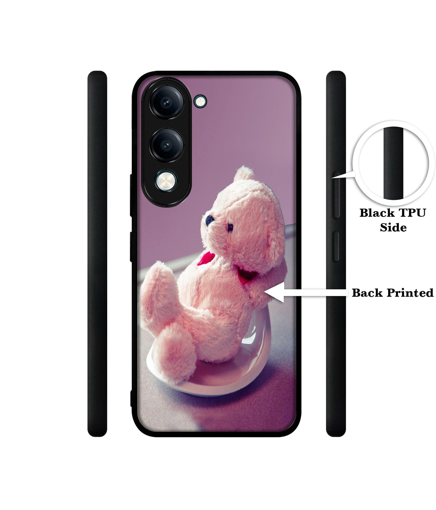 Cute Teddy Bear Designer 2D Printed Back Case Cover for Vivo Y04 4G / Y19e 4G / Y29s 5G