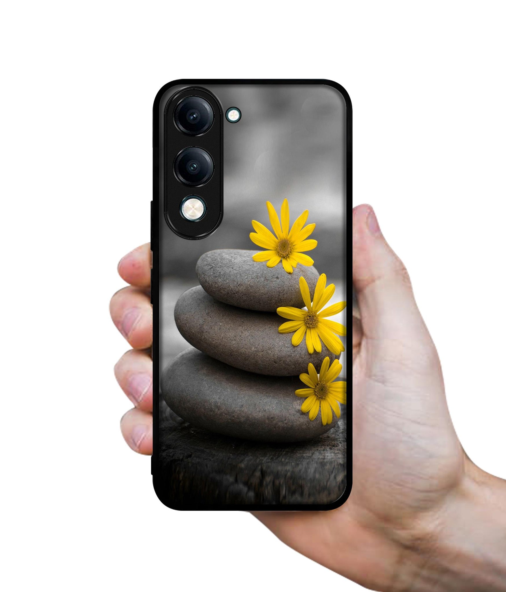 Stones And Flower Designer 2D Printed Back Case Cover for Vivo Y04 4G / Y19e 4G / Y29s 5G