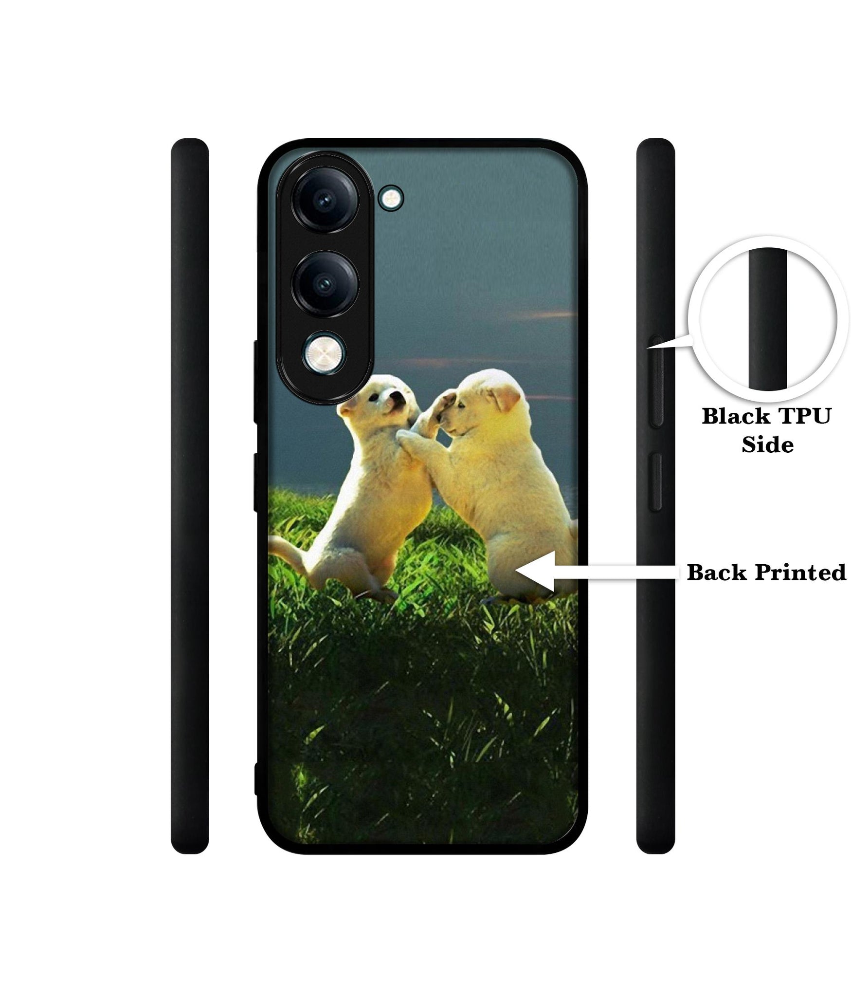 Puppy Couple Sunset Designer 2D Printed Back Case Cover for Vivo Y04 4G / Y19e 4G / Y29s 5G
