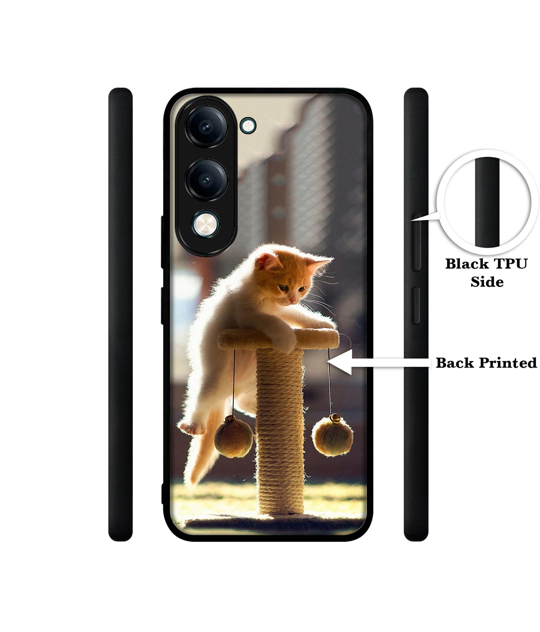 Cat Climbing Designer 2D Printed Back Case Cover for Vivo Y04 4G / Y19e 4G / Y29s 5G