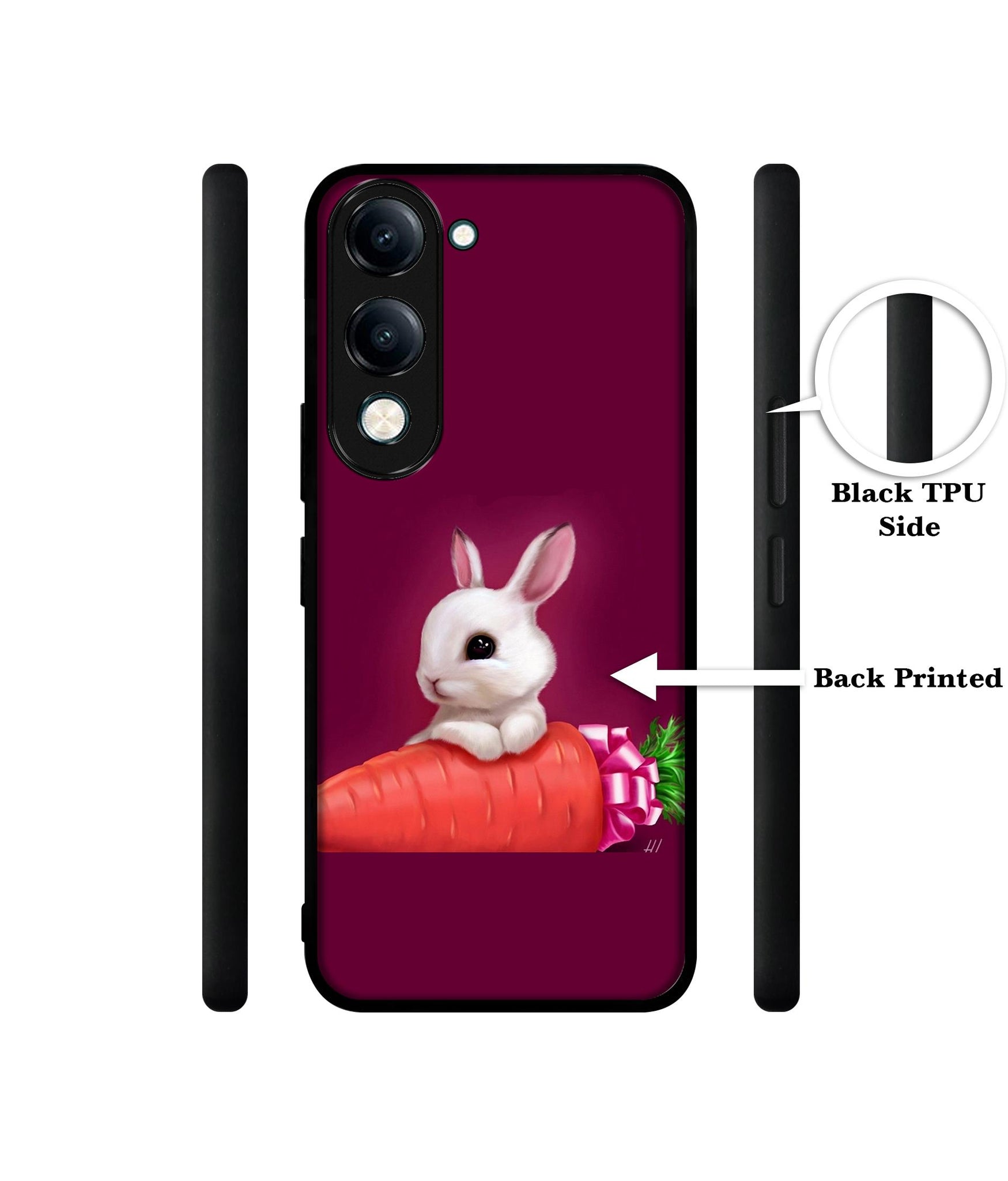 Bunny With Carrot Designer 2D Printed Back Case Cover for Vivo Y04 4G / Y19e 4G / Y29s 5G