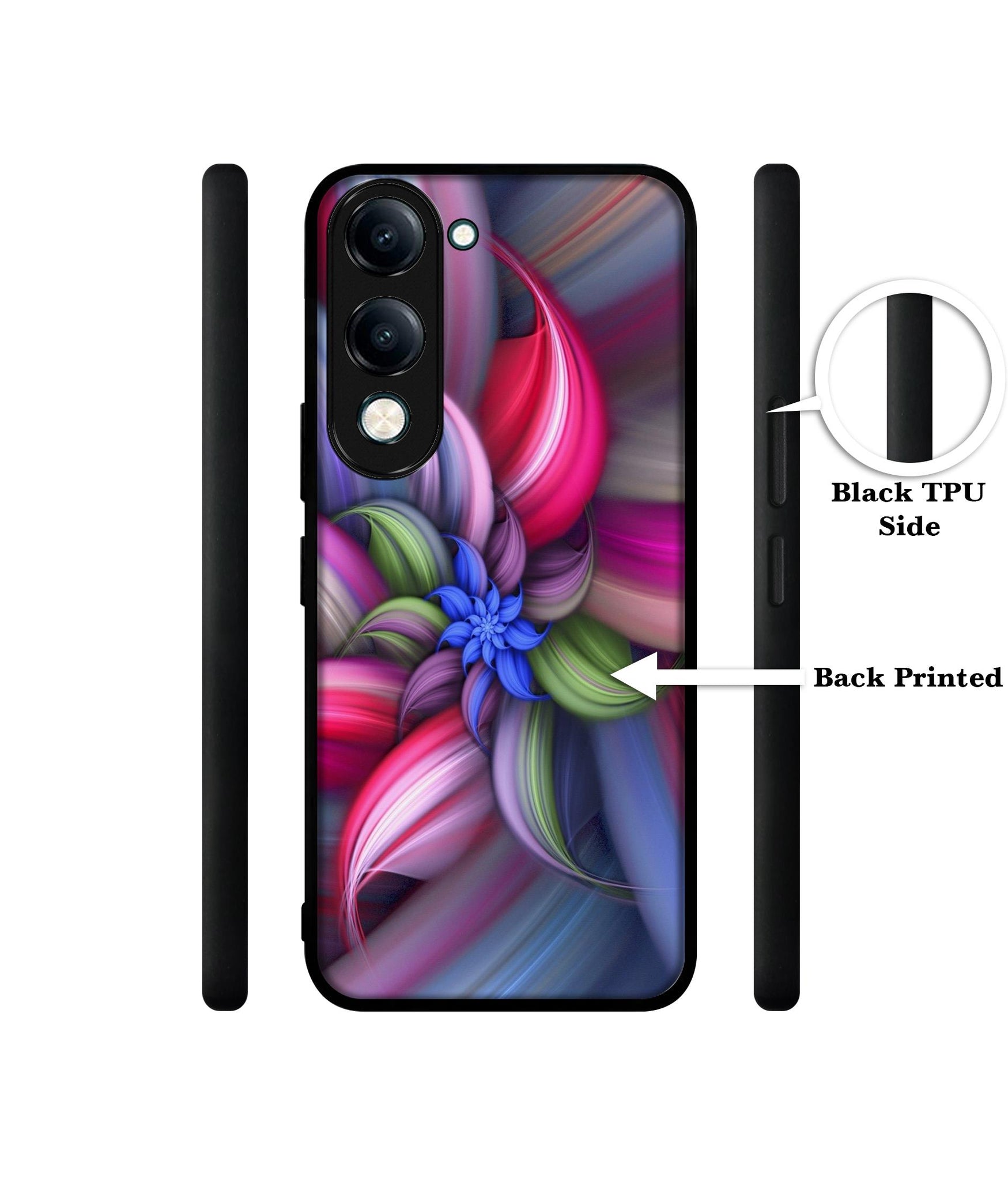 Colorful Flower Designer 2D Printed Back Case Cover for Vivo Y04 4G / Y19e 4G / Y29s 5G
