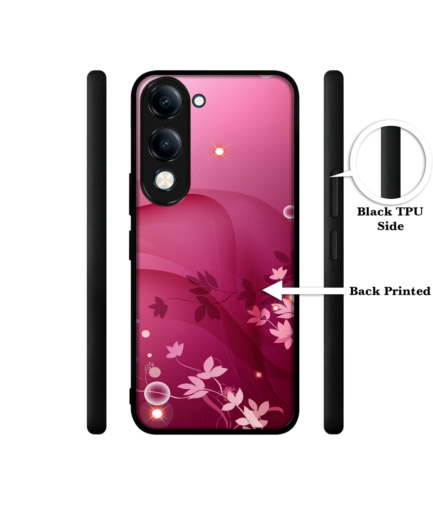 Pink Abstract Designer 2D Printed Back Case Cover for Vivo Y04 4G / Y19e 4G / Y29s 5G