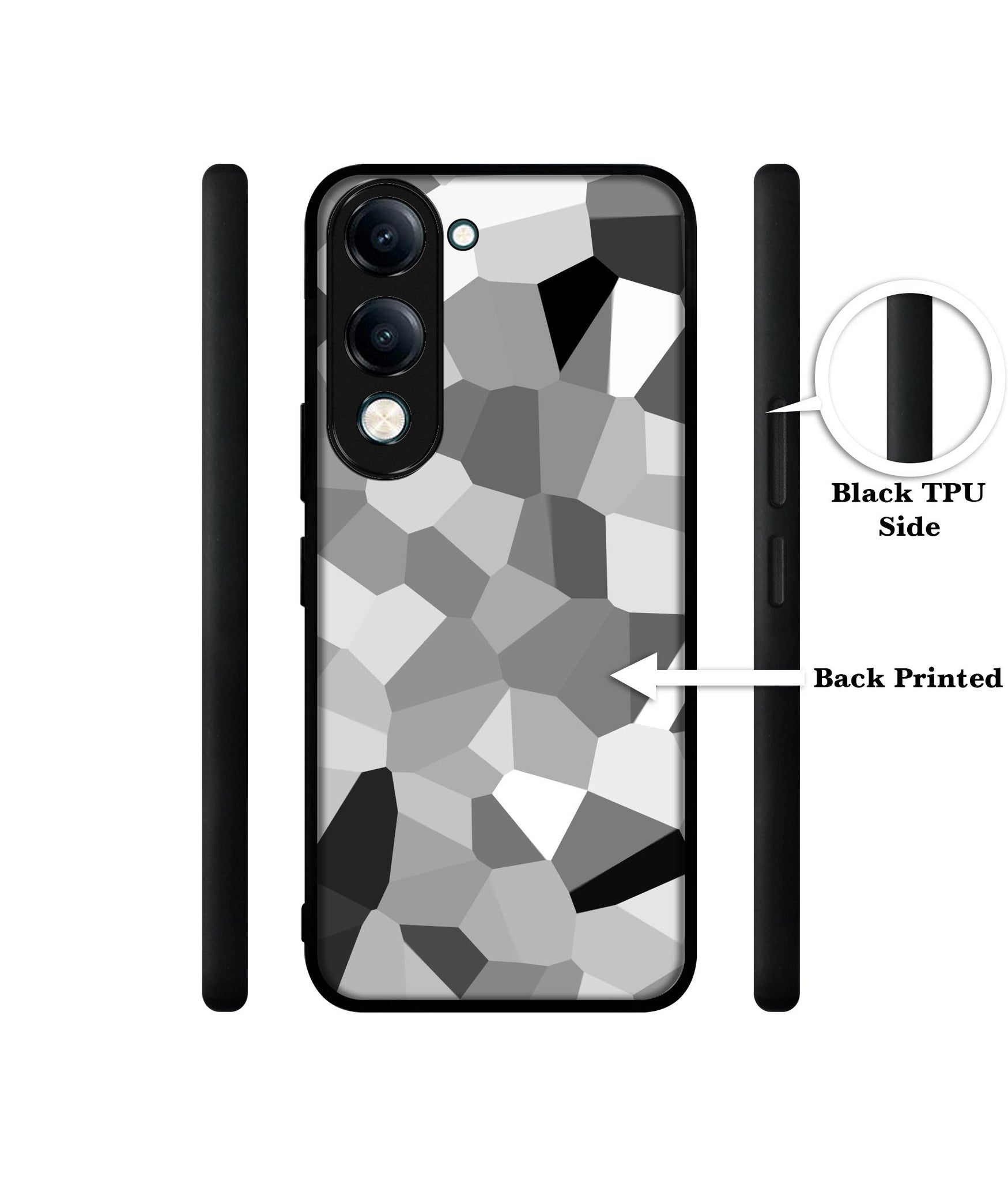 Black & White Mathematical Shape Designer 2D Printed Back Case Cover for Vivo Y04 4G / Y19e 4G / Y29s 5G