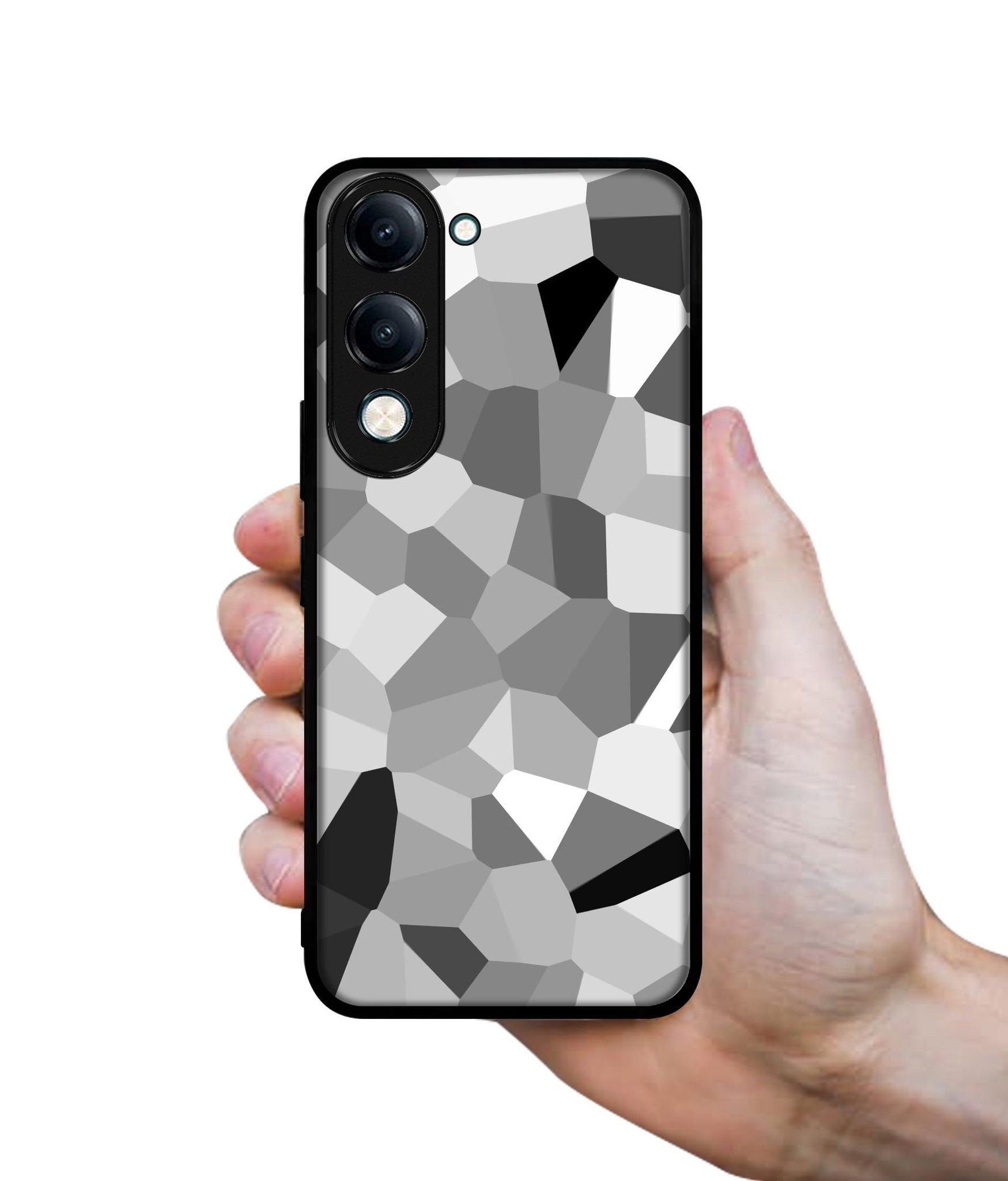 Black & White Mathematical Shape Designer 2D Printed Back Case Cover for Vivo Y04 4G / Y19e 4G / Y29s 5G