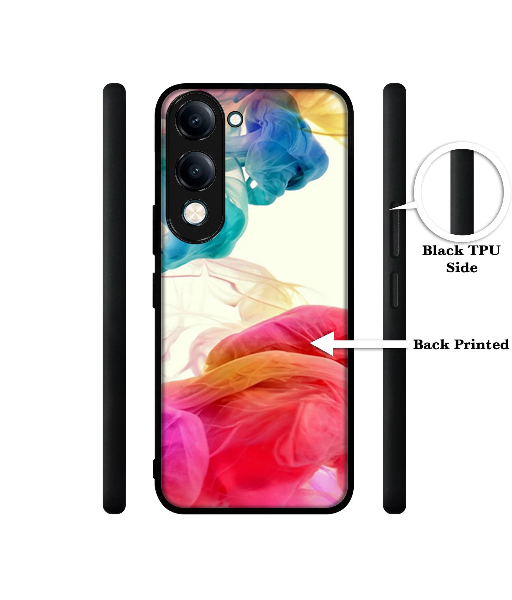 Colored Smoke Designer 2D Printed Back Case Cover for Vivo Y04 4G / Y19e 4G / Y29s 5G