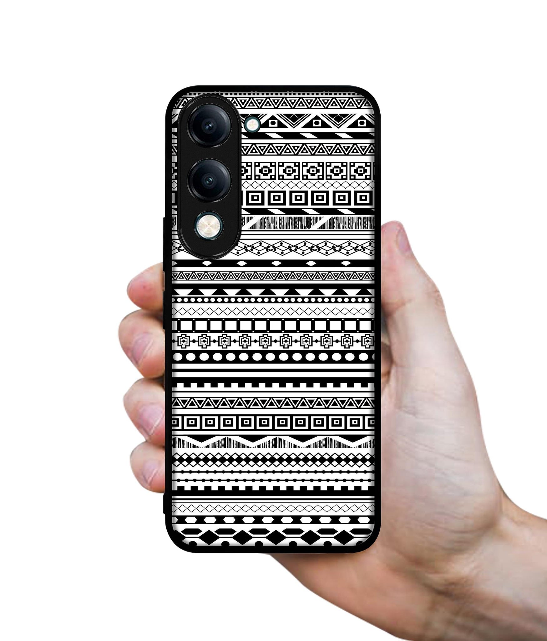 Black & White Patterns Designer 2D Printed Back Case Cover for Vivo Y04 4G / Y19e 4G / Y29s 5G