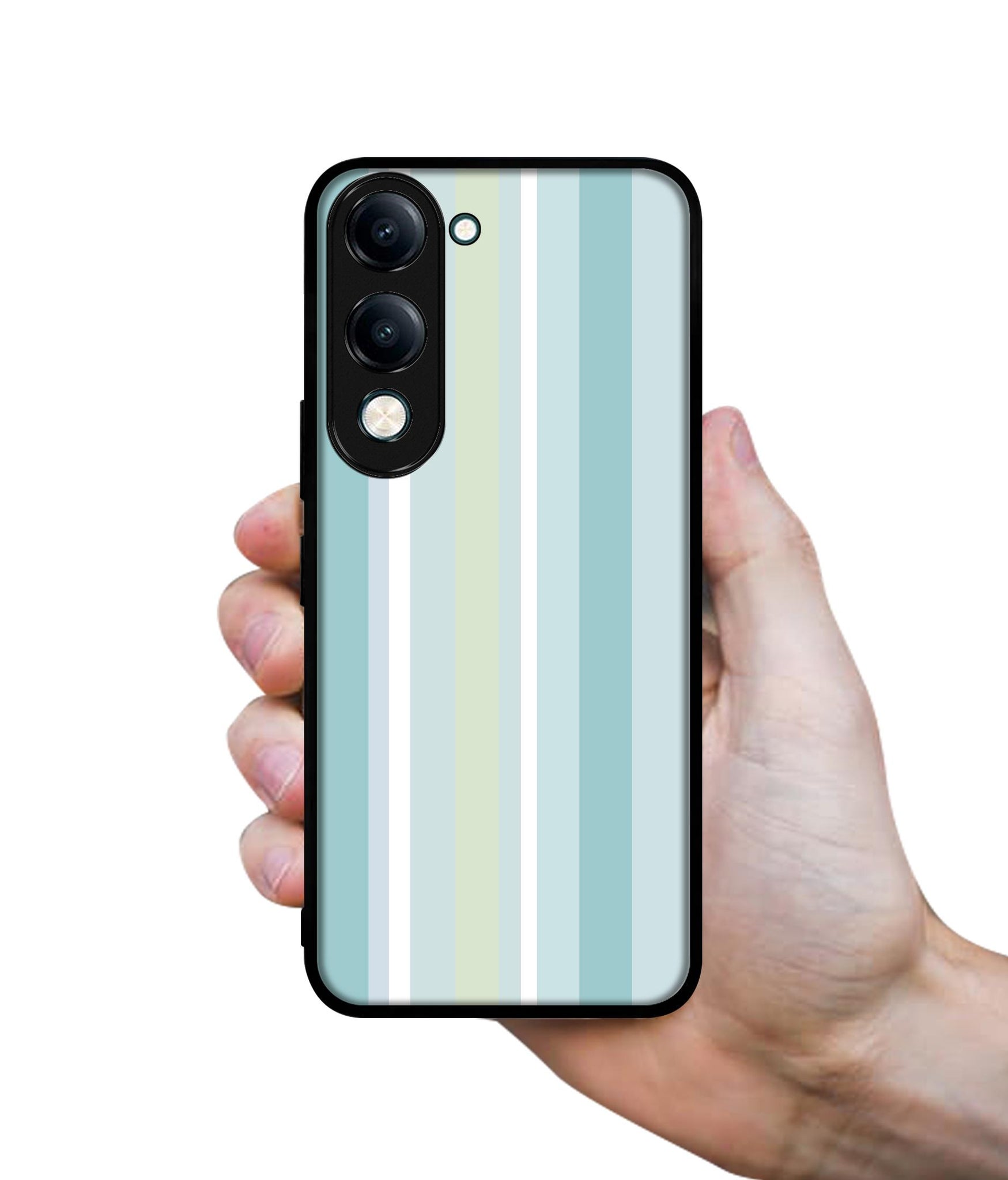 Light Green Stripes Designer 2D Printed Back Case Cover for Vivo Y04 4G / Y19e 4G / Y29s 5G