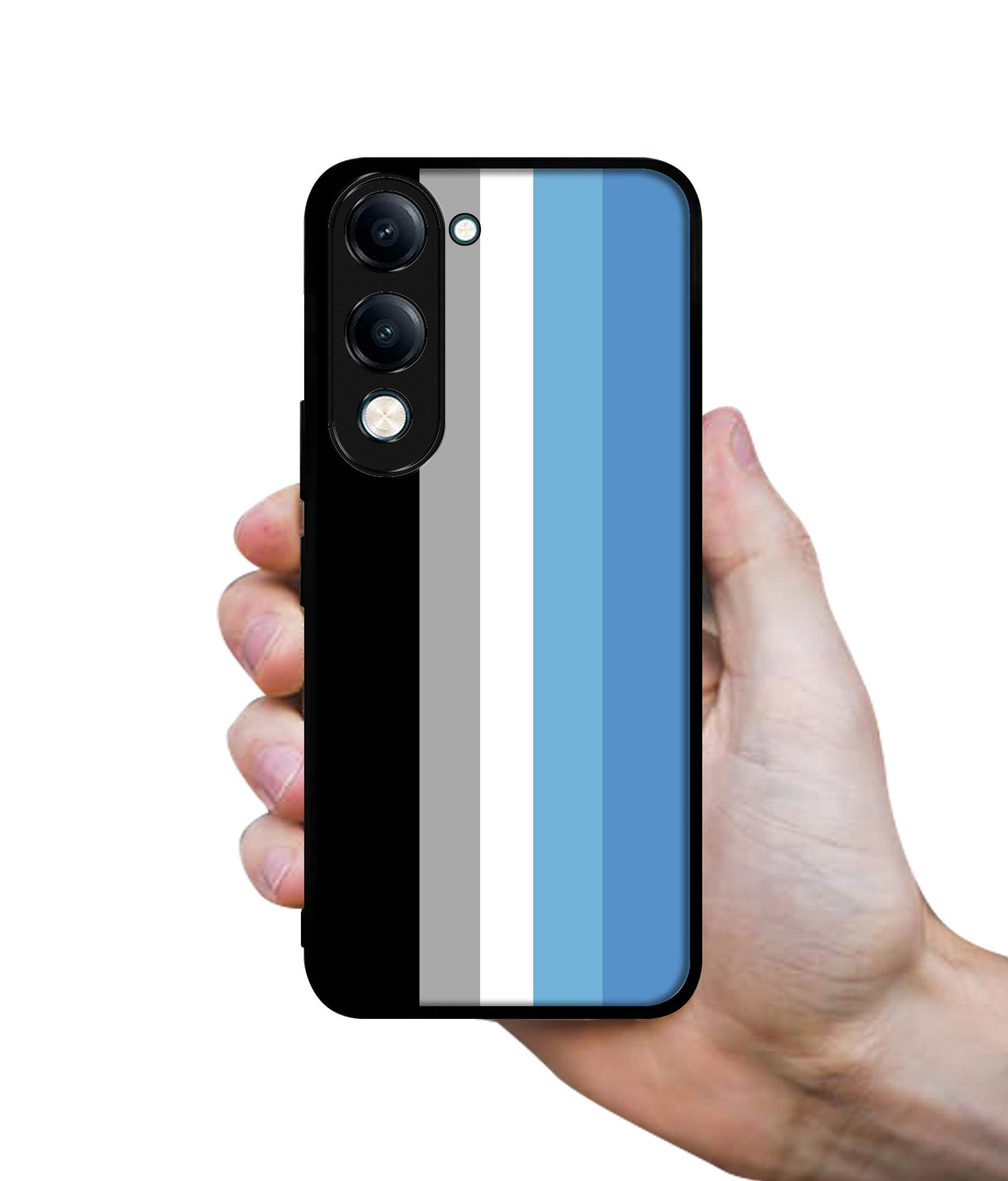 White and Blue Lines Designer 2D Printed Back Case Cover for Vivo Y04 4G / Y19e 4G / Y29s 5G