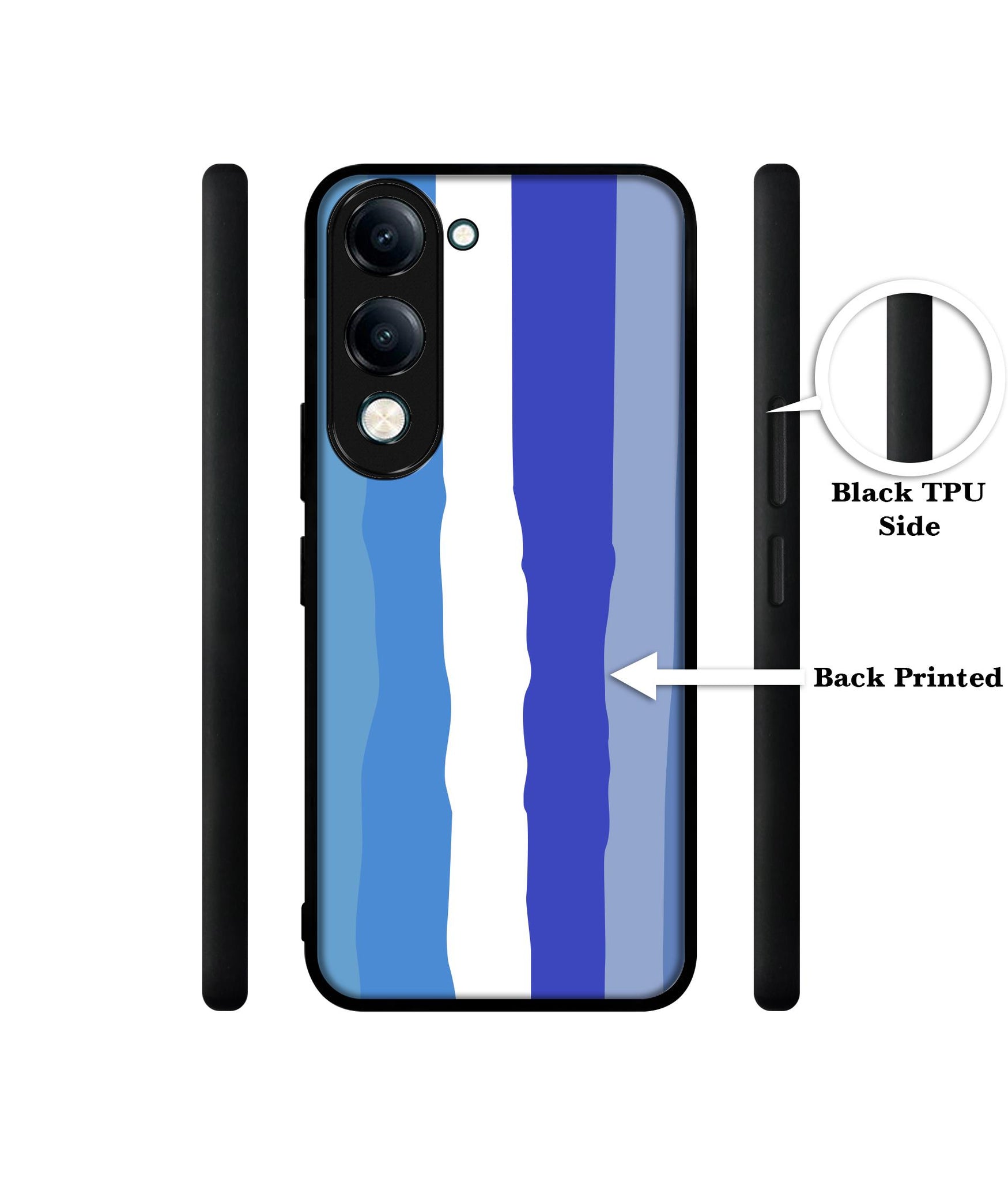 Blue Stripes Rainbow Designer 2D Printed Back Case Cover for Vivo Y04 4G / Y19e 4G / Y29s 5G