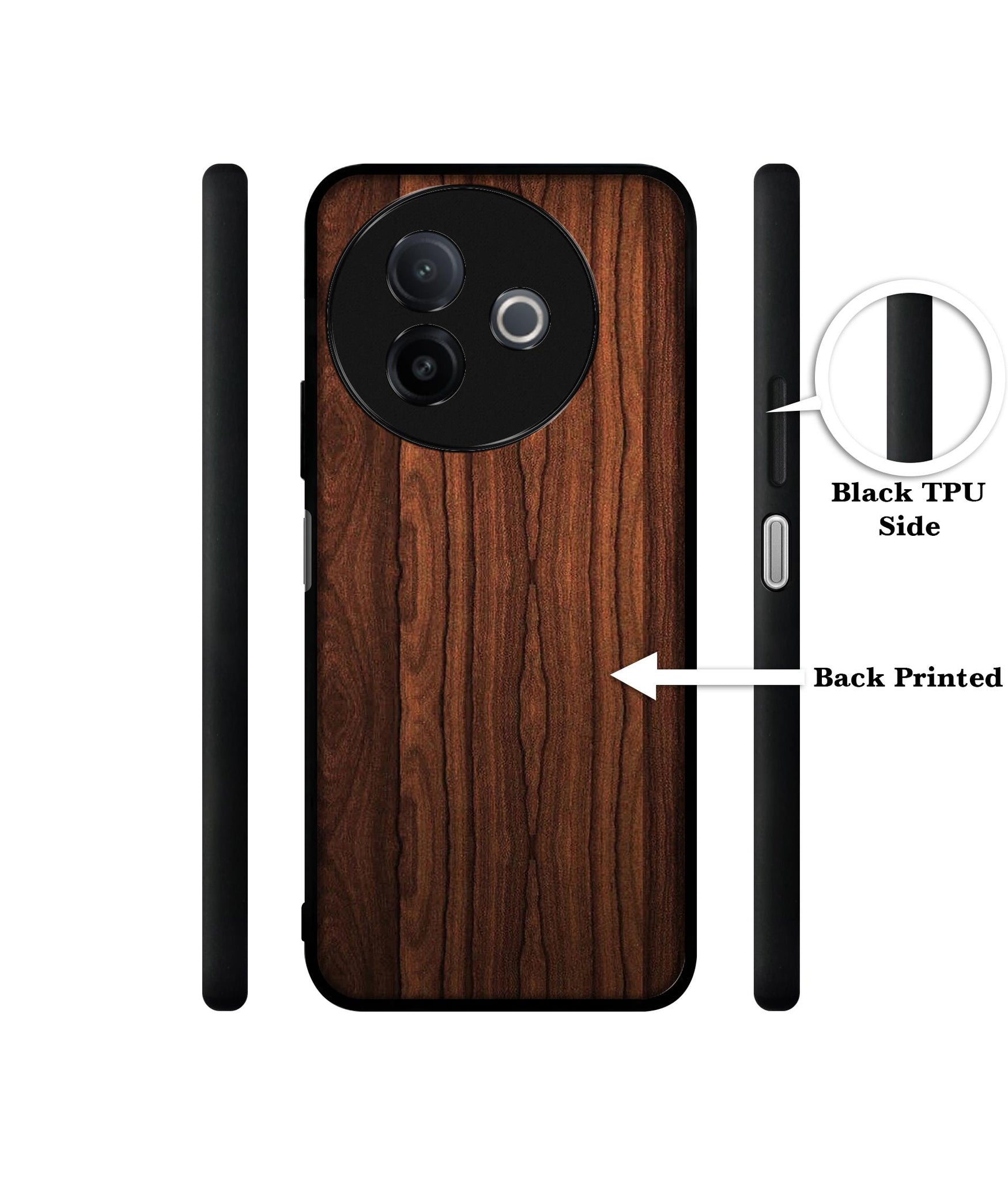 Brown Wooden Texture Designer 2D Printed Back Case Cover for Vivo Y39 5G / Y300i 5G