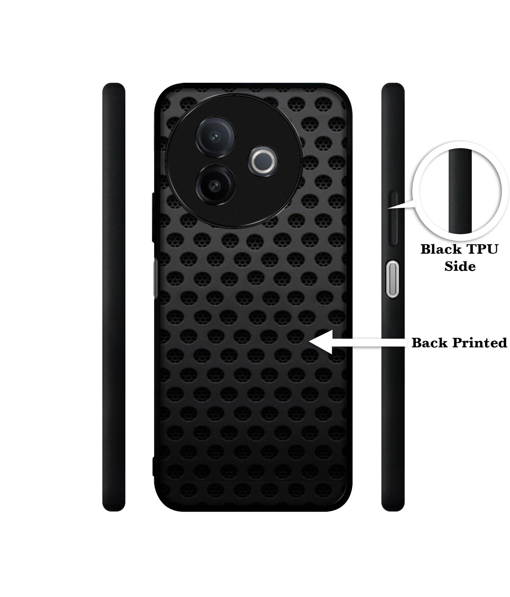 Black Circle Designer 2D Printed Back Case Cover for Vivo Y39 5G / Y300i 5G