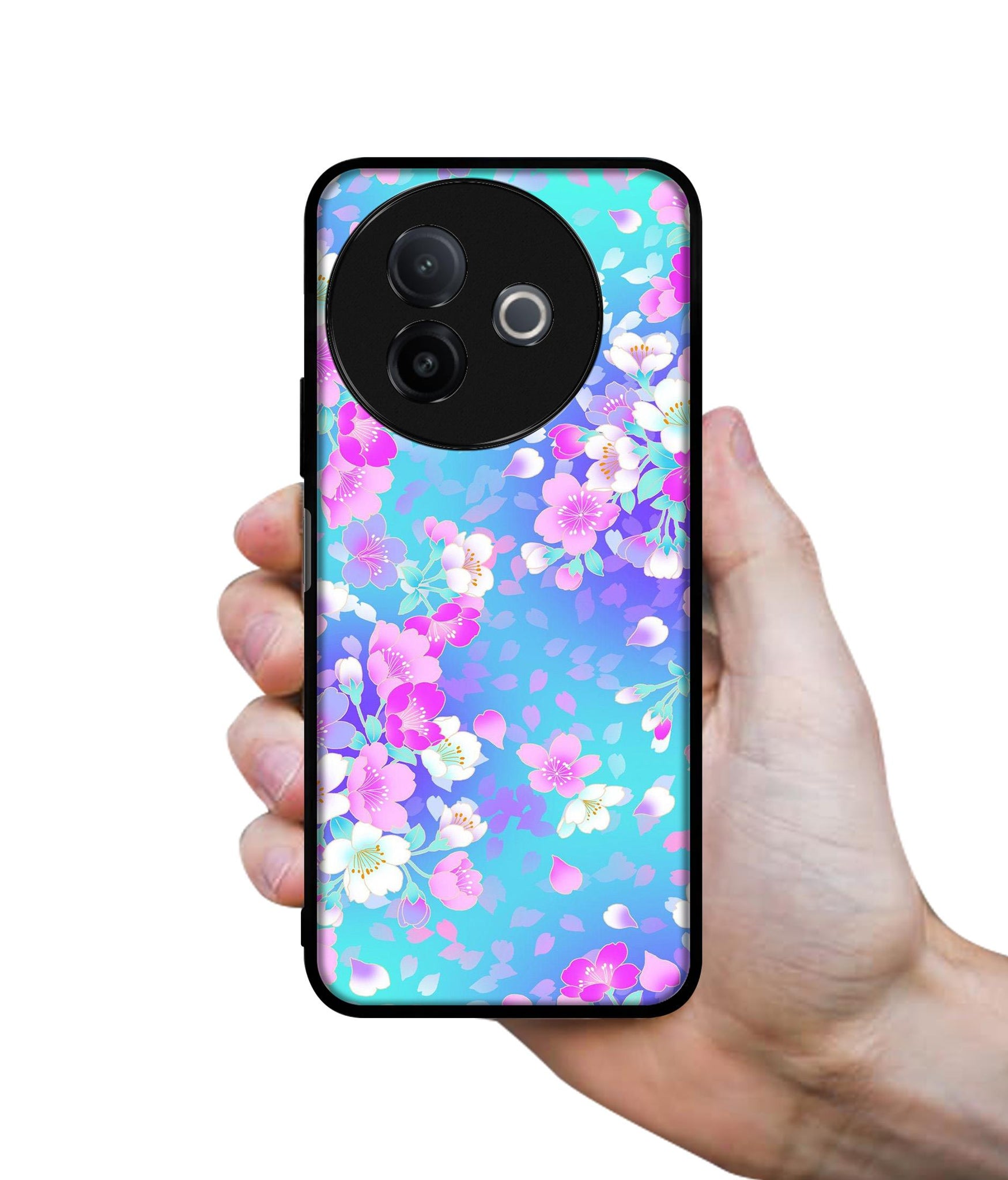 Floral Blue Pattern Designer 2D Printed Back Case Cover for Vivo Y39 5G / Y300i 5G