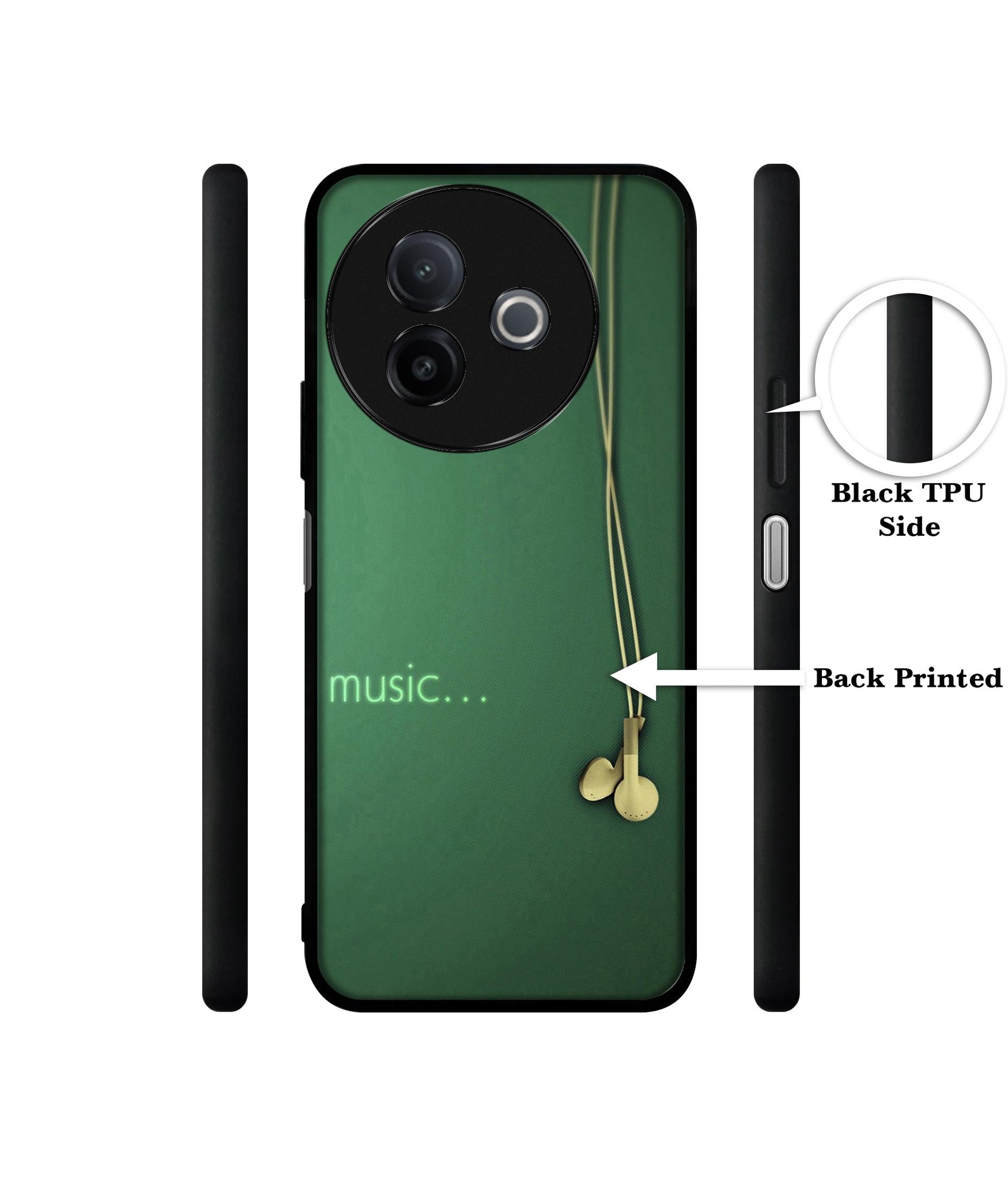 Headphone Music Designer 2D Printed Back Case Cover for Vivo Y39 5G / Y300i 5G