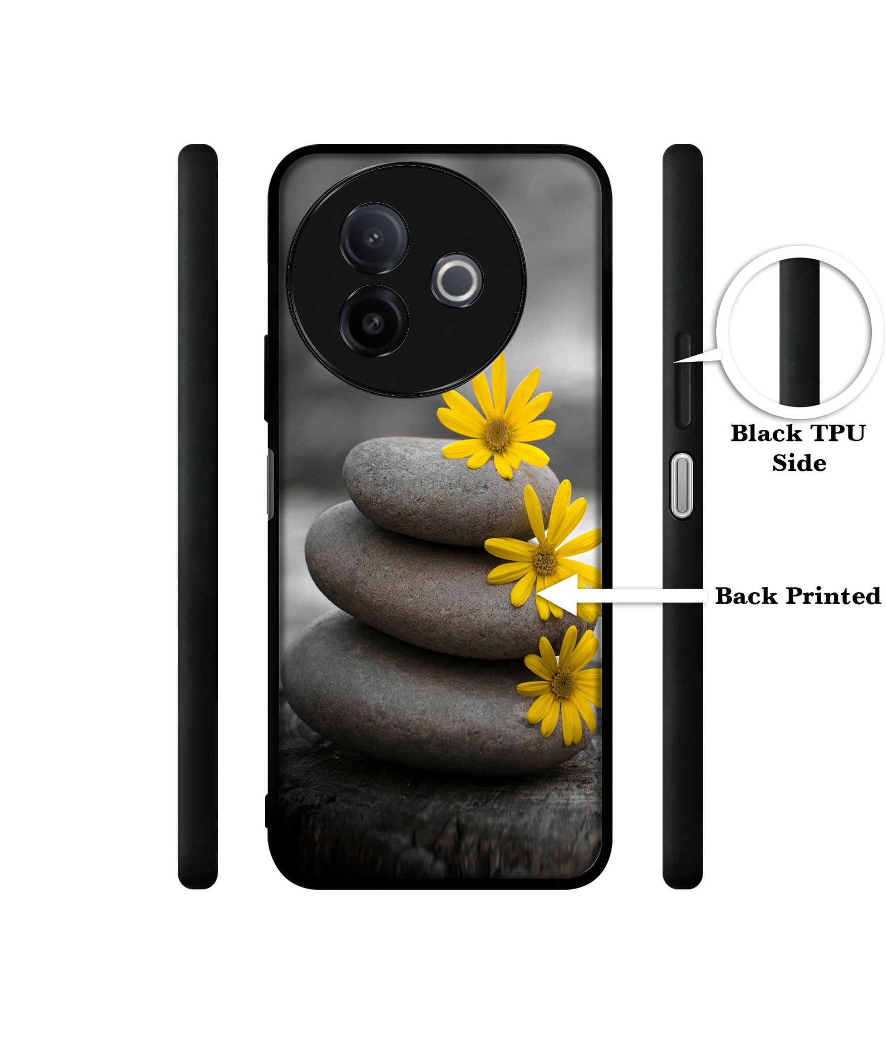 Stones And Flower Designer 2D Printed Back Case Cover for Vivo Y39 5G / Y300i 5G