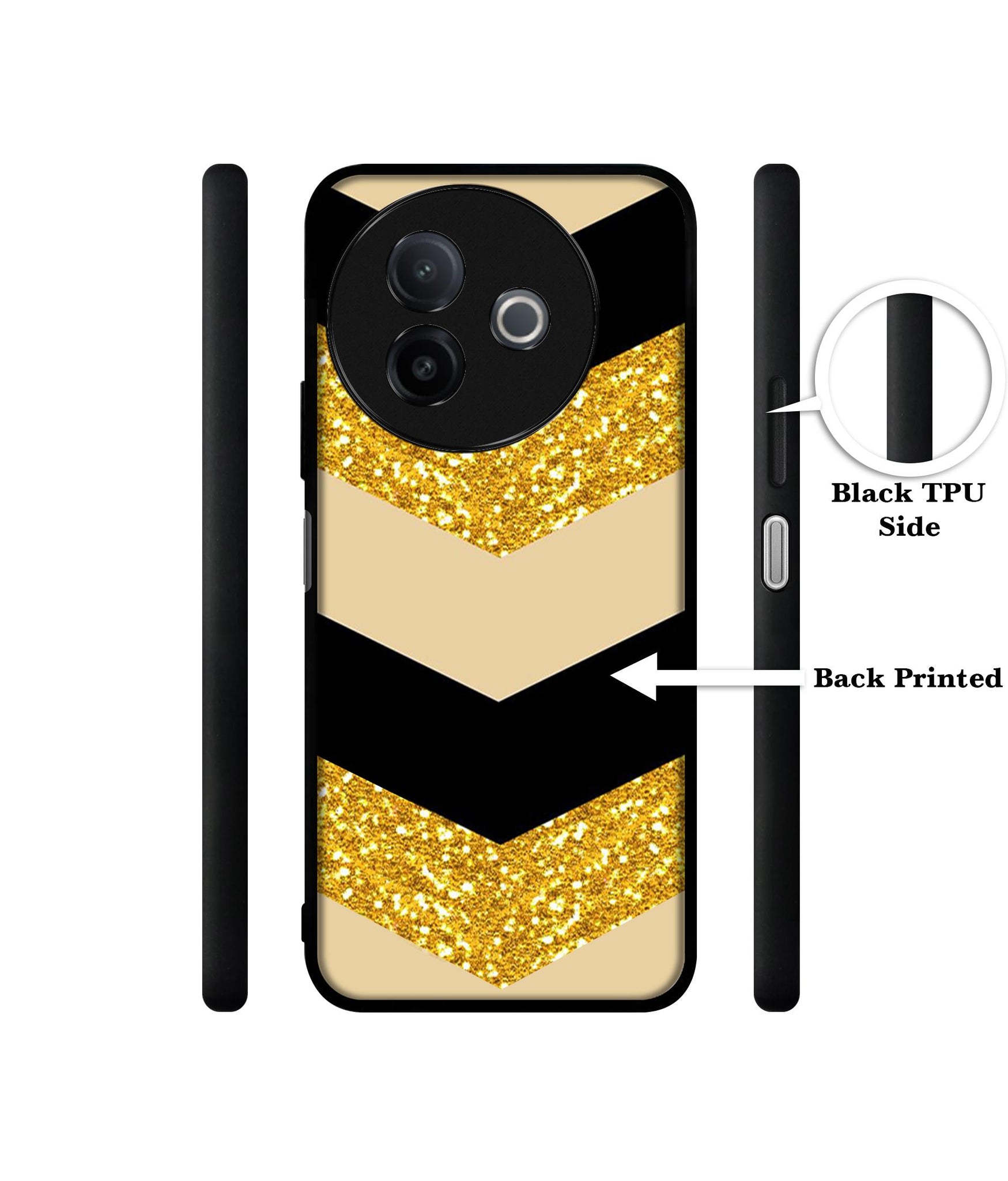 Black & Gold Designer 2D Printed Back Case Cover for Vivo Y39 5G / Y300i 5G