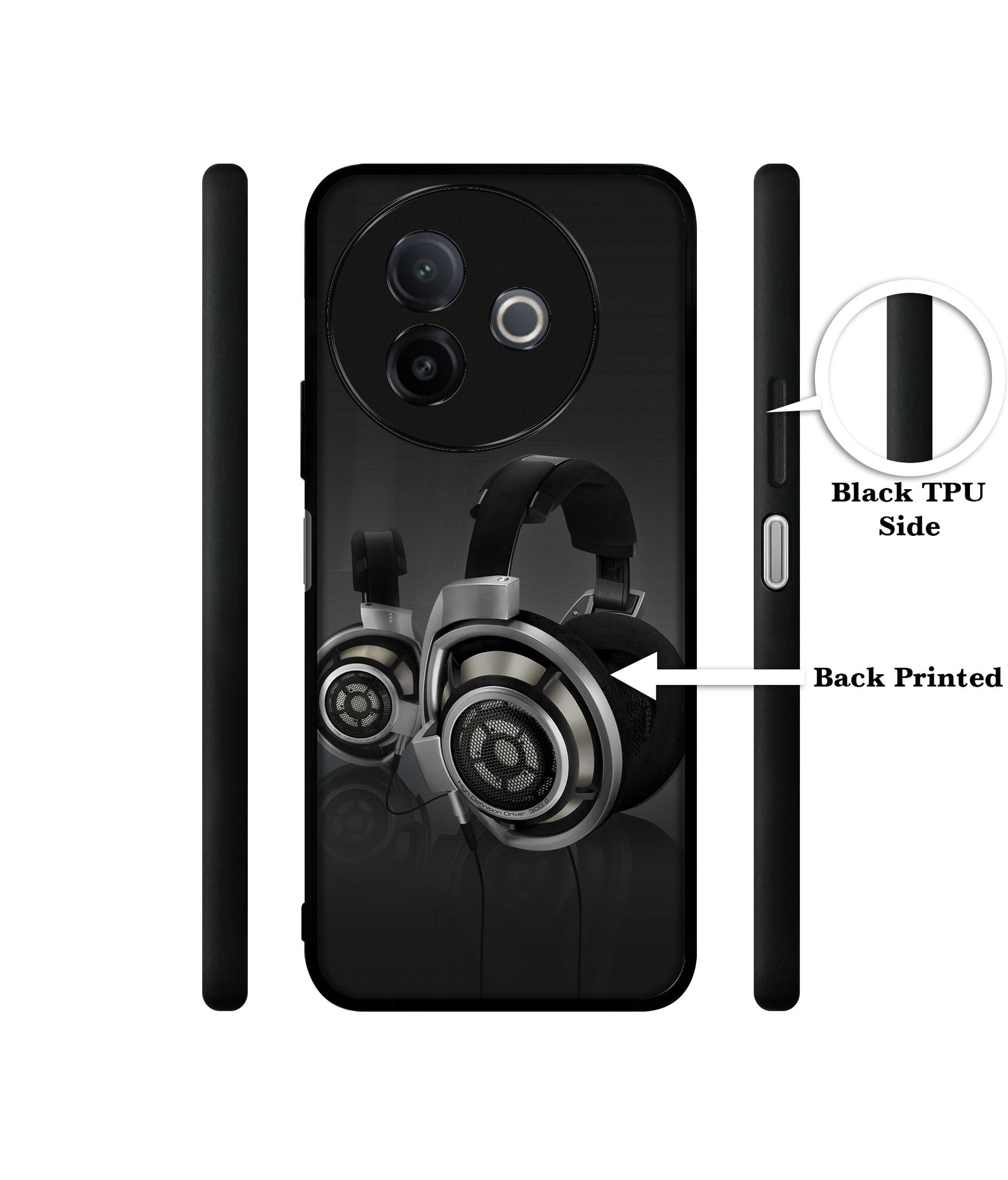 Head Phone Designer 2D Printed Back Case Cover for Vivo Y39 5G / Y300i 5G