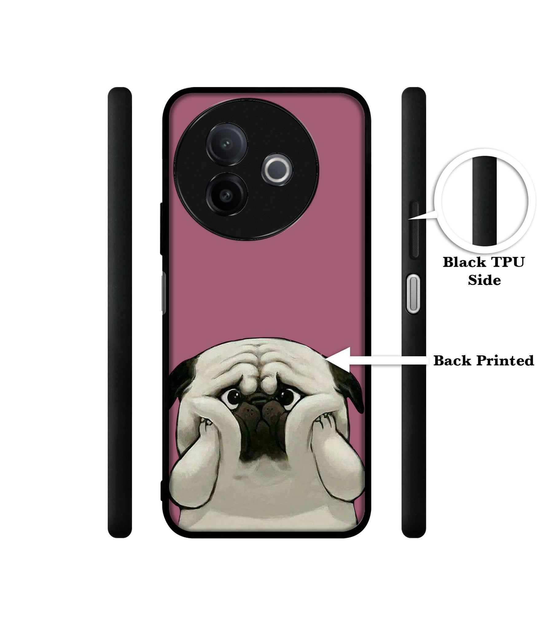 Cute Pug Holding Big Cheeks Designer 2D Printed Back Case Cover for Vivo Y39 5G / Y300i 5G