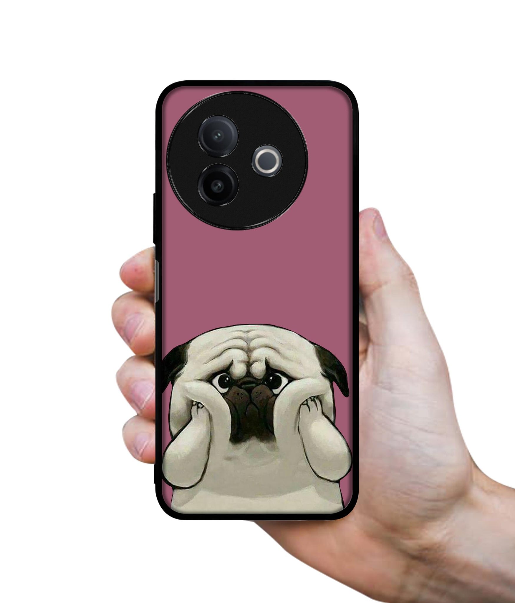 Cute Pug Holding Big Cheeks Designer 2D Printed Back Case Cover for Vivo Y39 5G / Y300i 5G