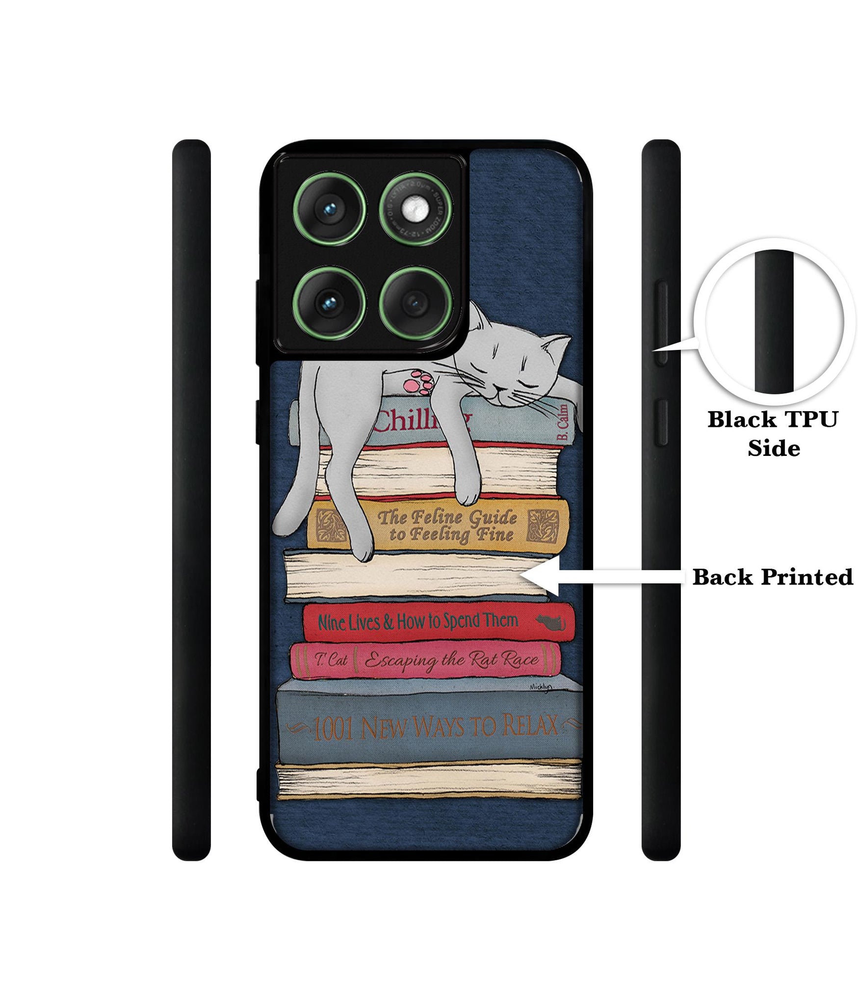 Cat Sleeping On The Books Designer 2D Printed Back Case Cover for Motorola Moto Edge 60 5G / Edge 60 Fusion 5G